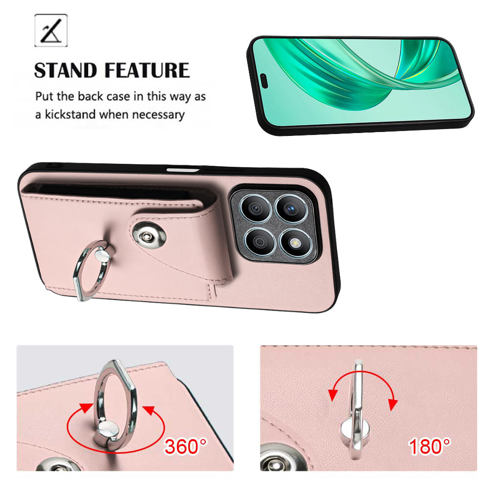YB Leather Coating Series-7 for Honor X8b 4G Case Leather+TPU Phone Shell with 6 Card Slots