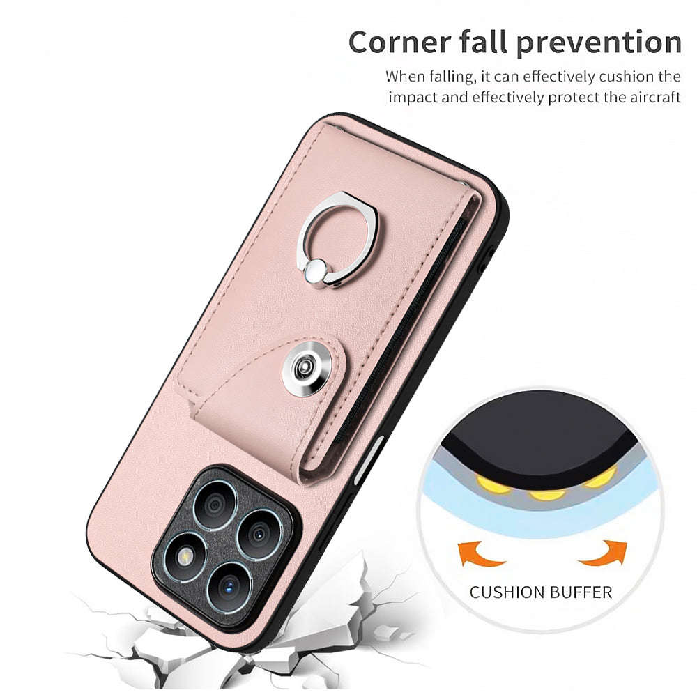 YB Leather Coating Series-7 for Honor X8b 4G Case Leather+TPU Phone Shell with 6 Card Slots
