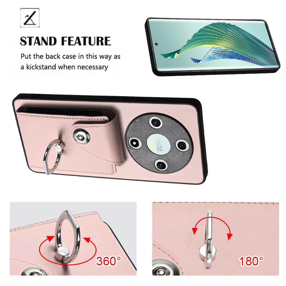 YB Leather Coating Series-7 for Honor X9b 5G / Magic6 Lite 5G Case Card Holder Protective Shell