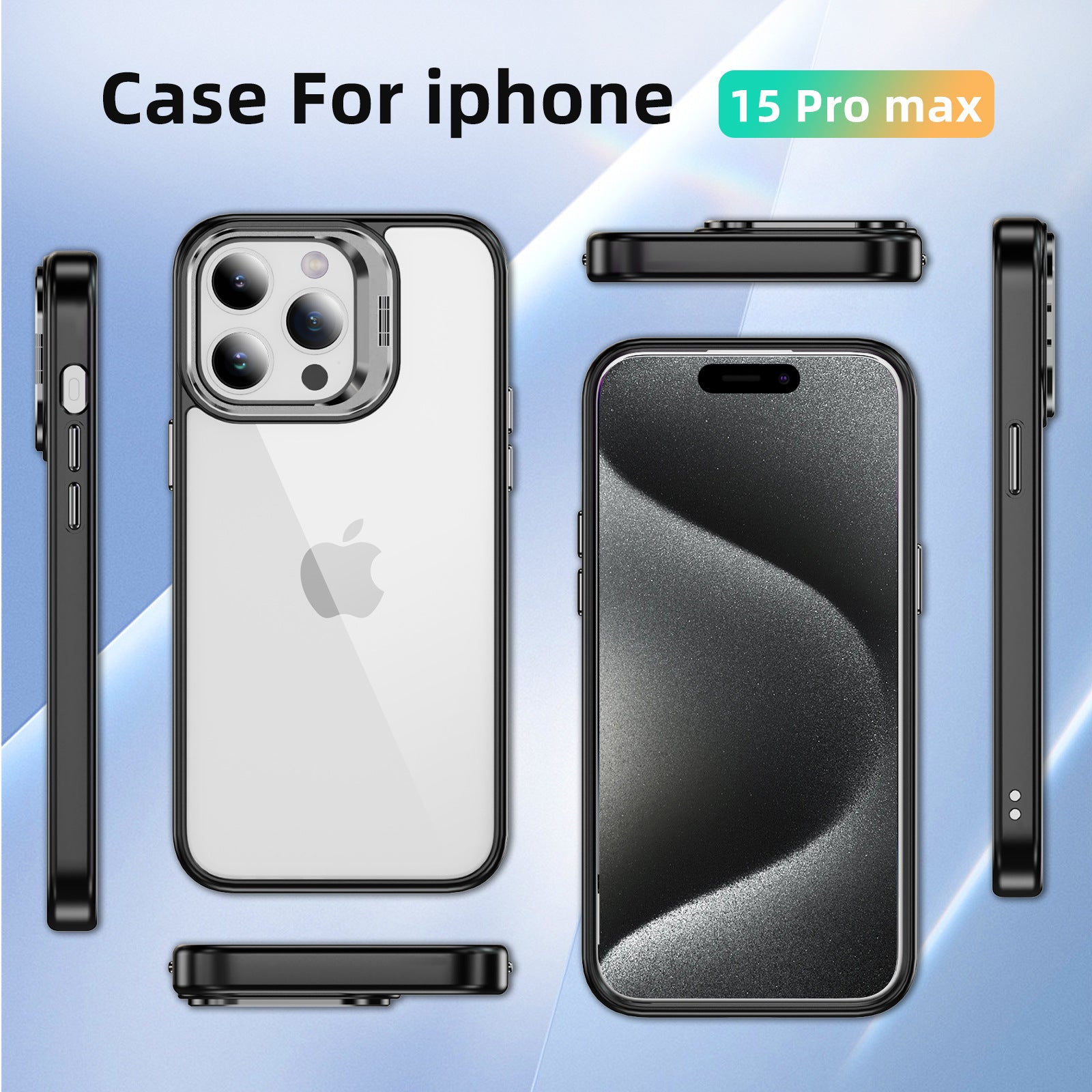 For iPhone 14 Pro Max Slim Case Lens Frame Kickstand TPU+Acrylic Phone Cover
