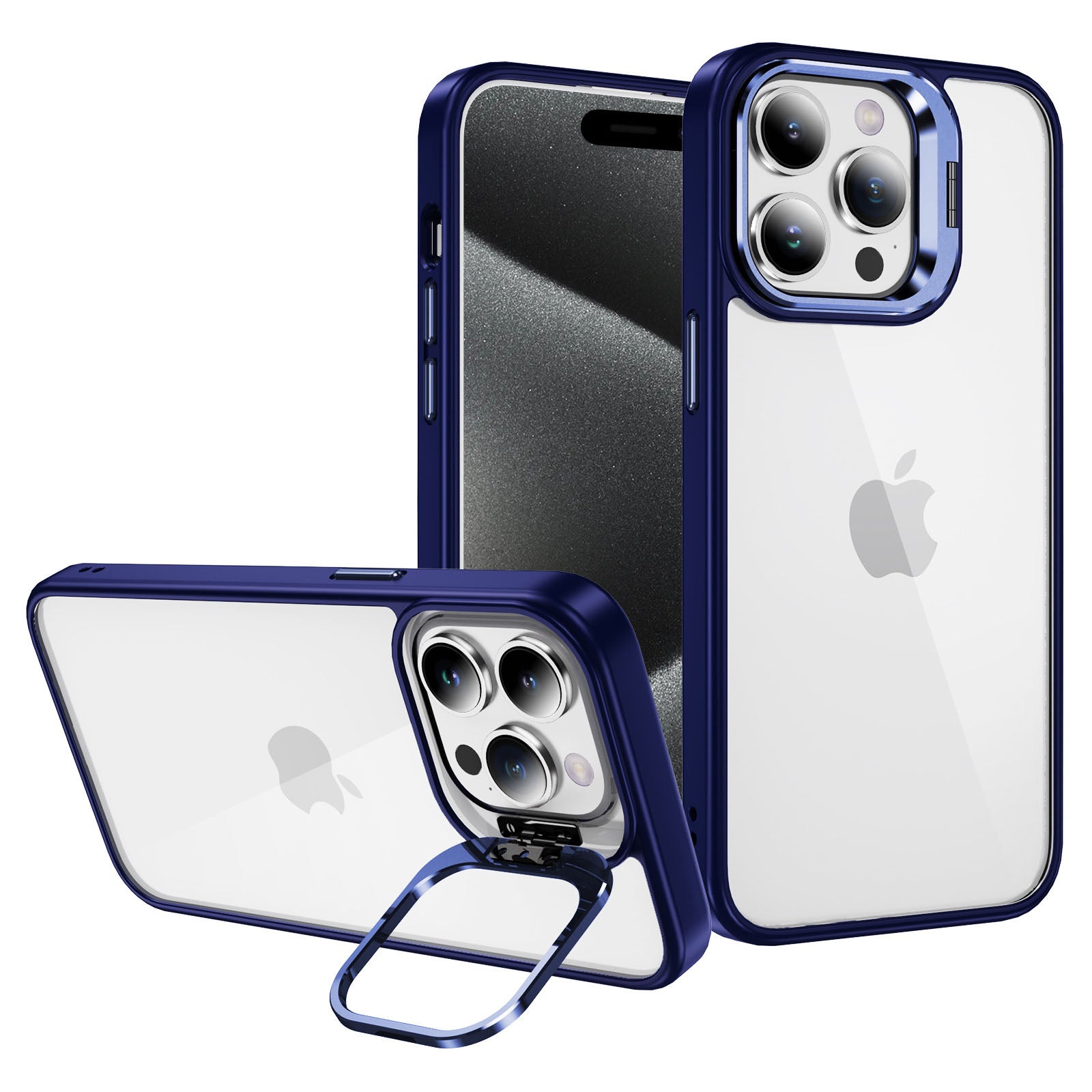 For iPhone 14 Pro Max Slim Case Lens Frame Kickstand TPU+Acrylic Phone Cover