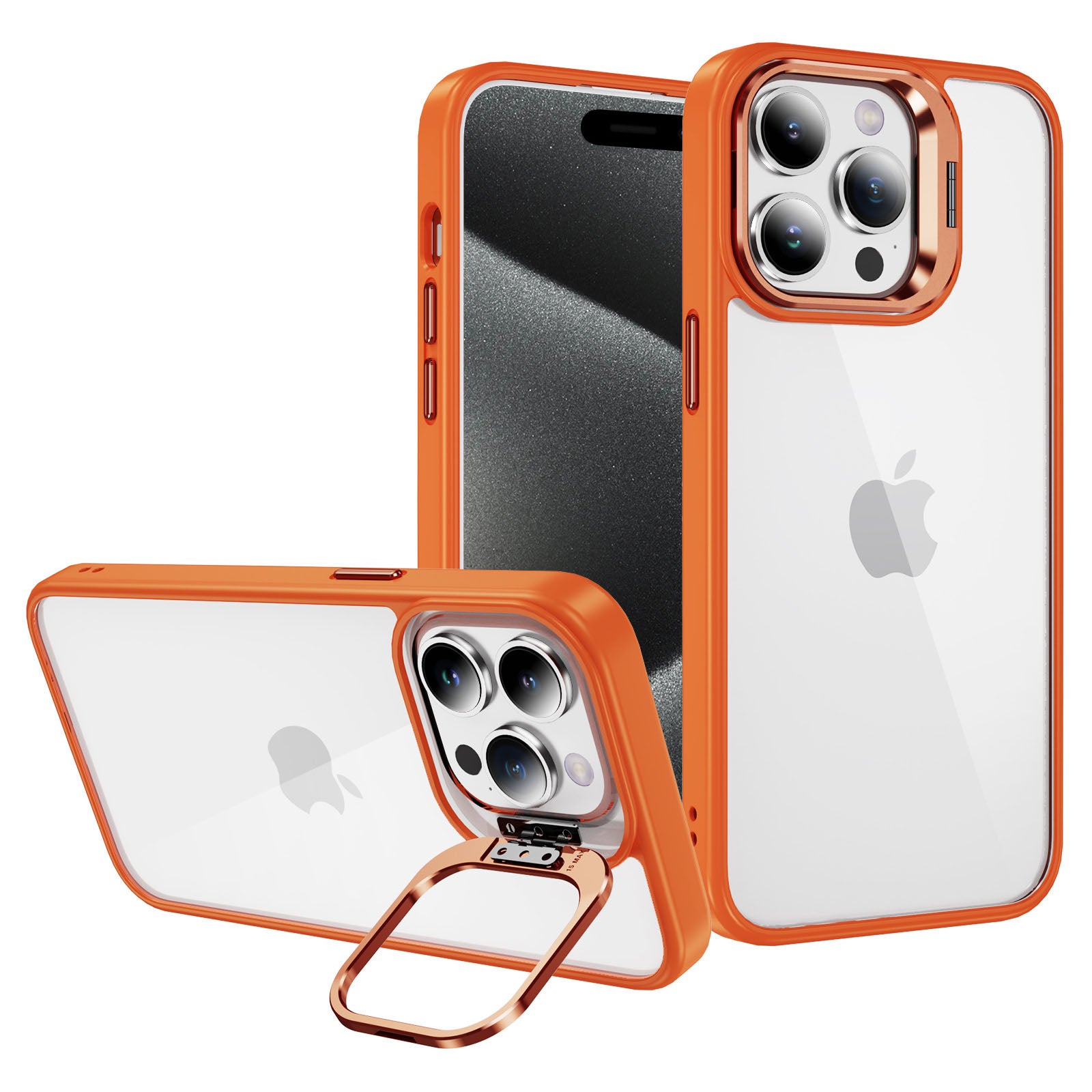 For iPhone 12 Pro Max TPU+Acrylic Case Lens Frame Kickstand Slim Phone Cases