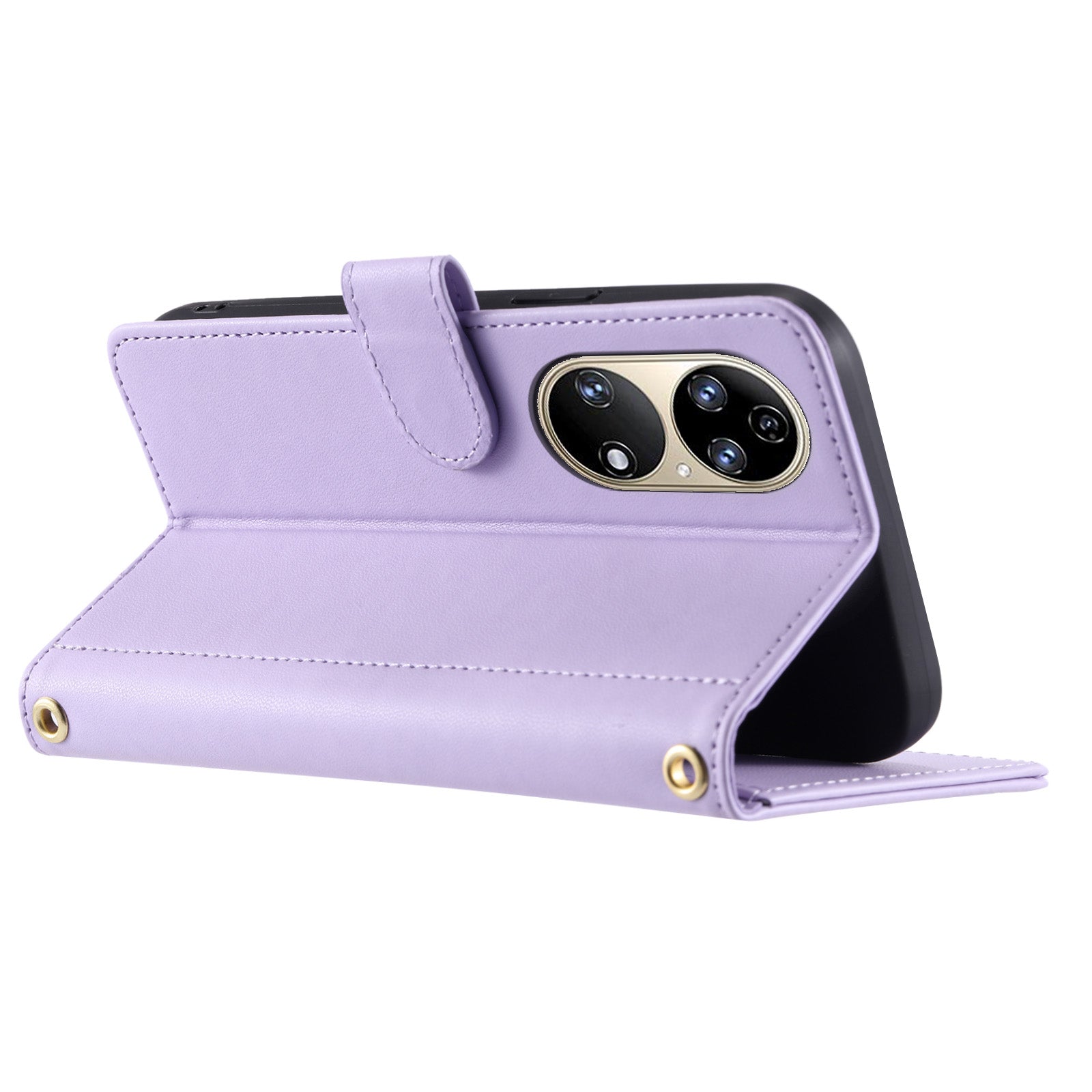 For Huawei P50 Pro 4G Case Rhombus Grid Crossbody Leather Phone Cover with Wallet