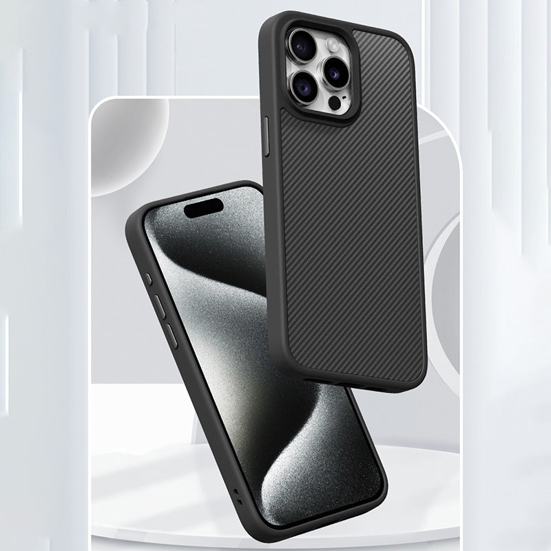 For iPhone 15 Pro Max Case Carbon Fiber Texture Anti-scratch Soft TPU Phone Cover