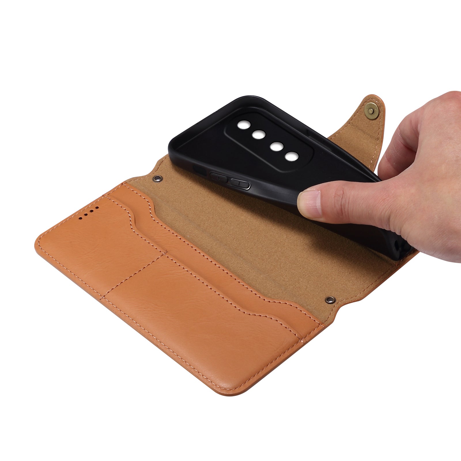 DENIOR For Honor 90 Pro Leather Case Wallet Cowhide Texture Phone Cover