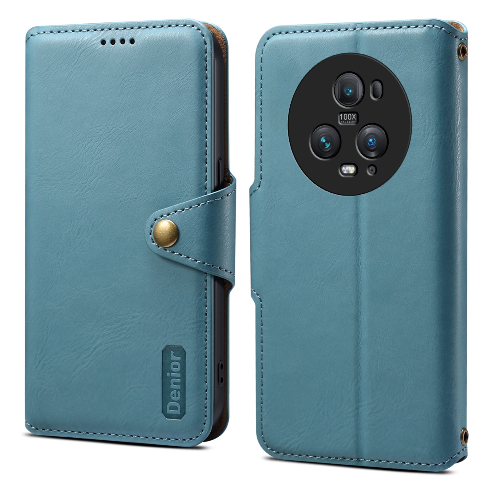 DENIOR For Honor Magic5 Pro Wallet Case Cowhide Texture PU Leather Stand Phone Cover