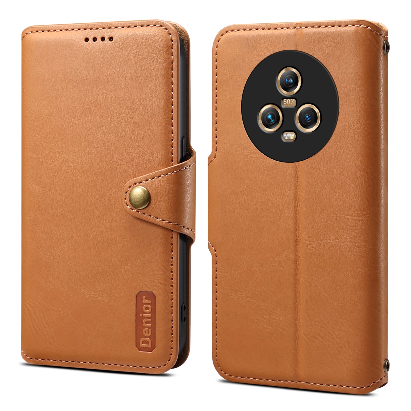 DENIOR For Honor Magic5 Case Wallet Leather Phone Cover Magnetic Button Closure