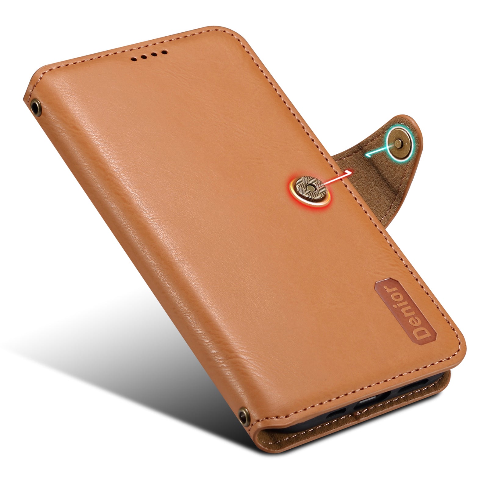 DENIOR For Honor Magic5 Case Wallet Leather Phone Cover Magnetic Button Closure