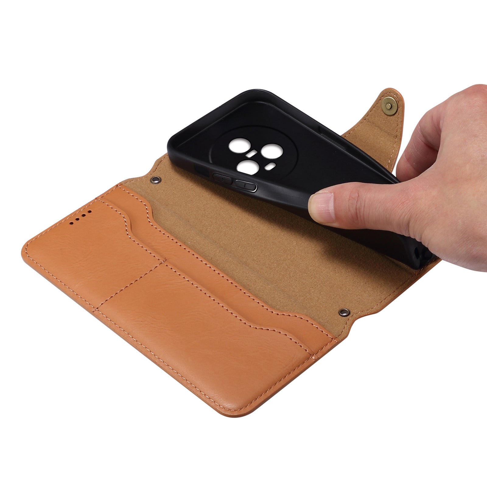DENIOR For Honor Magic5 Case Wallet Leather Phone Cover Magnetic Button Closure