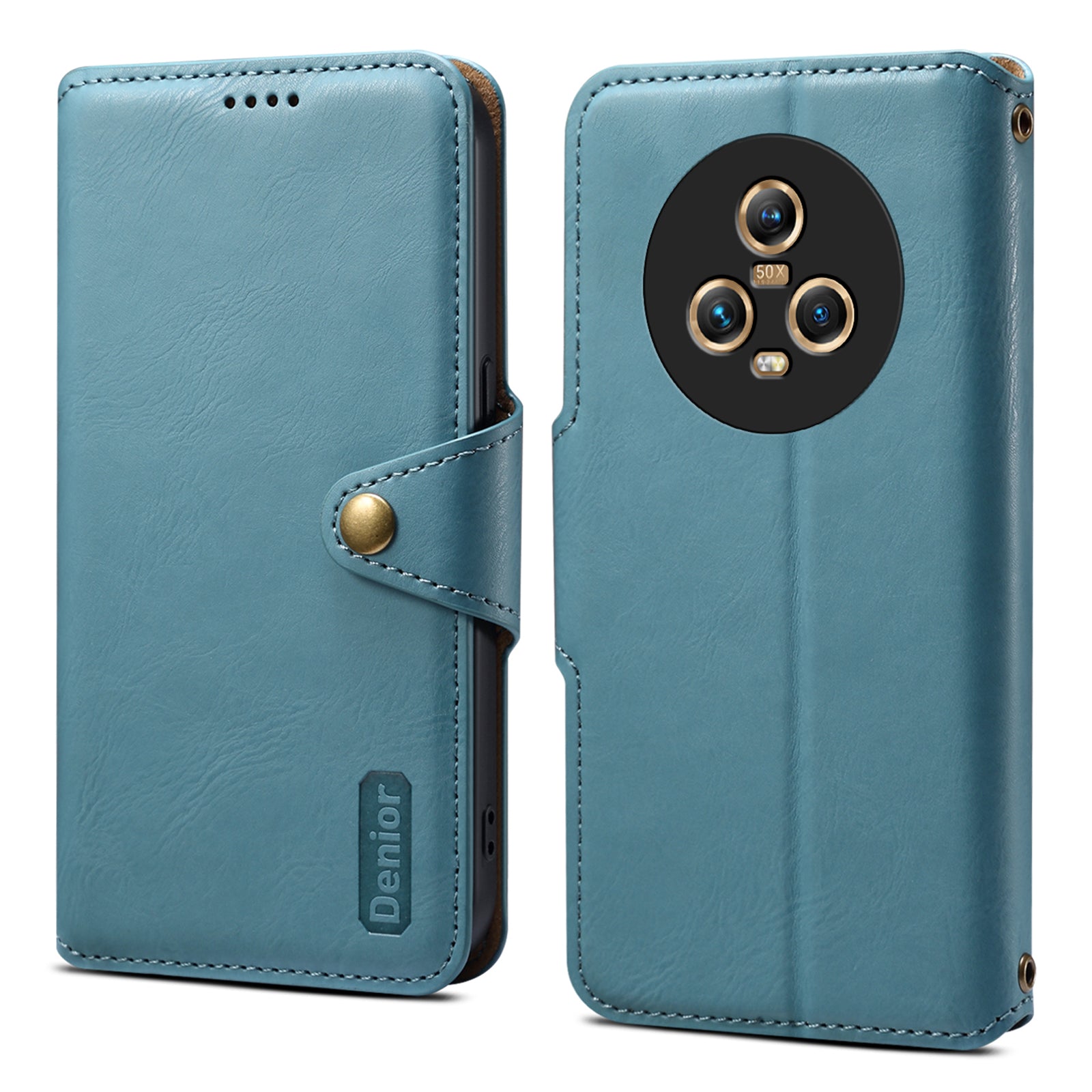 DENIOR For Honor Magic5 Case Wallet Leather Phone Cover Magnetic Button Closure