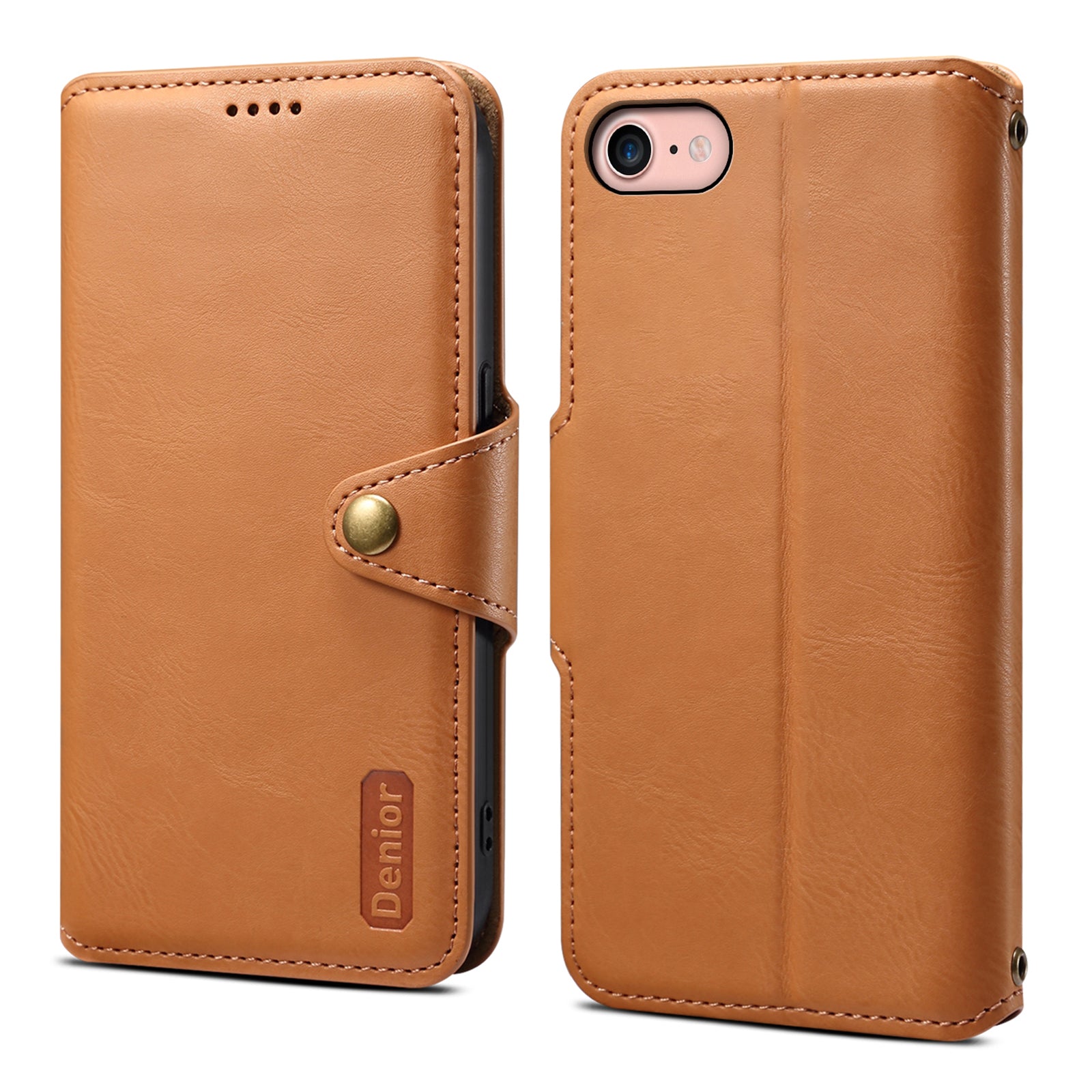 DENIOR For iPhone 7 / 8 / SE (2020) / SE (2022) Case PU Leather Wallet Card Slot Phone Cover