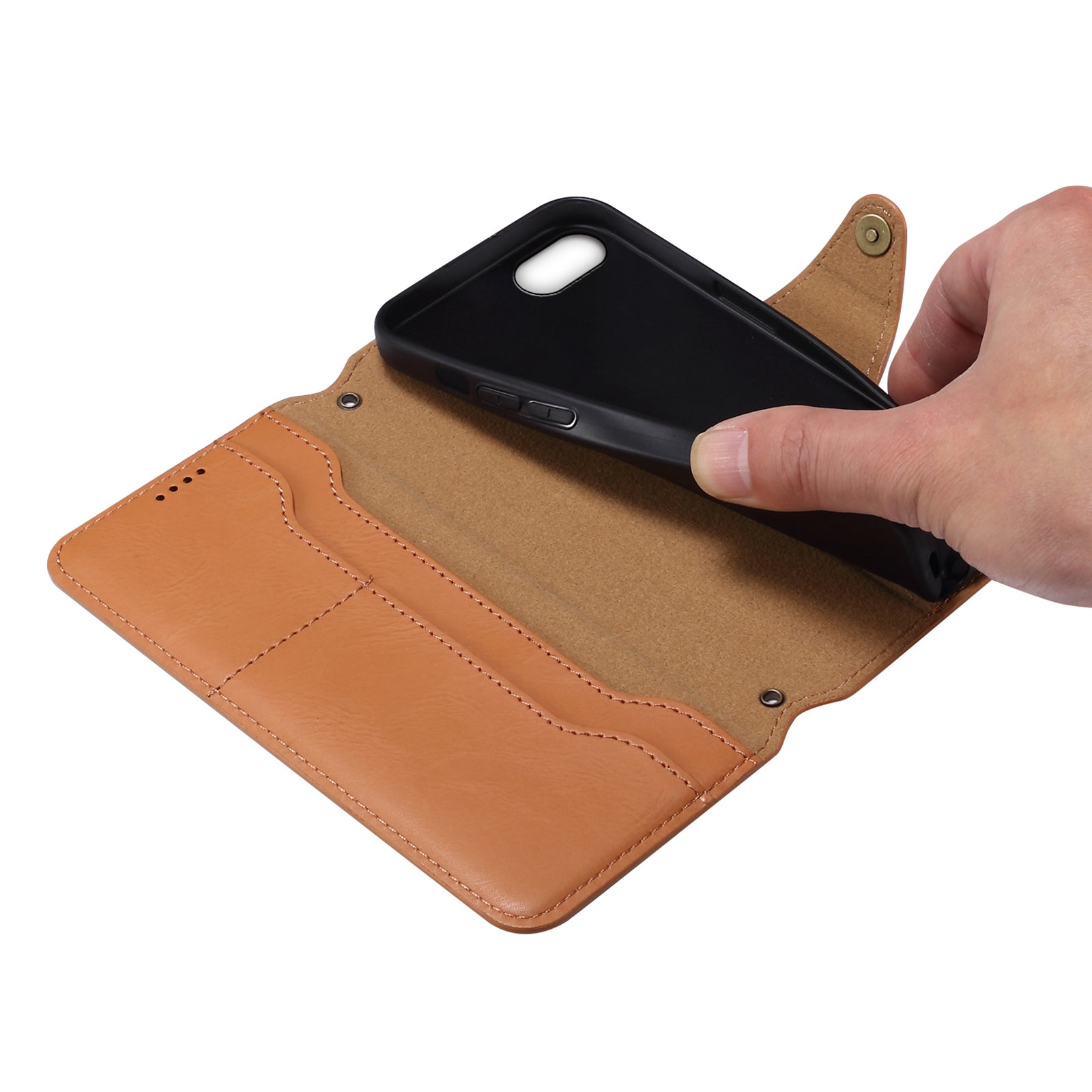 DENIOR For iPhone 7 / 8 / SE (2020) / SE (2022) Case PU Leather Wallet Card Slot Phone Cover