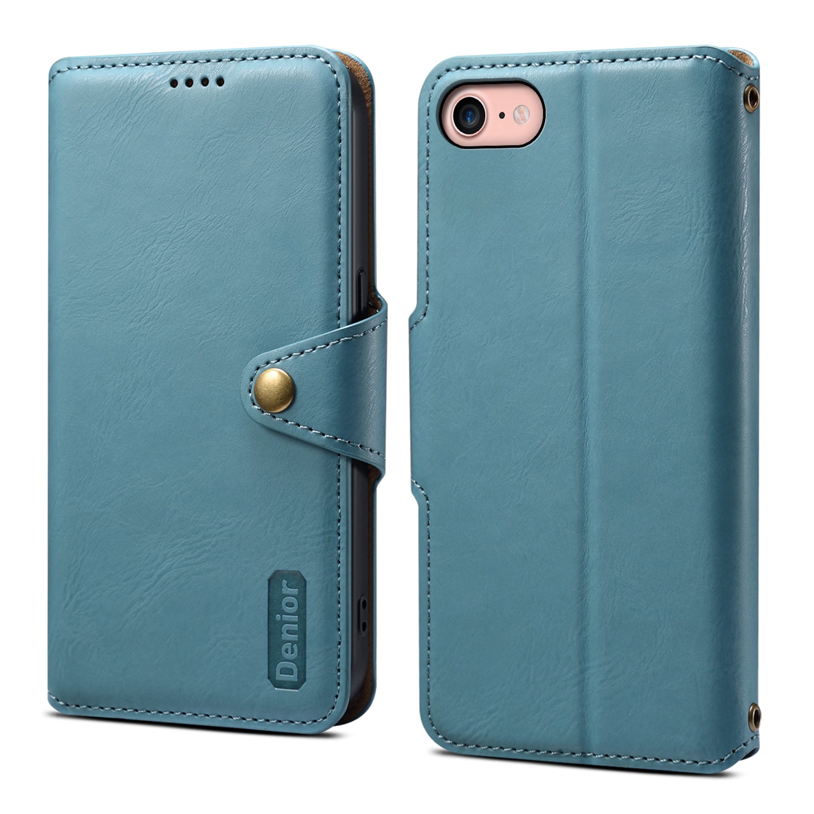 DENIOR For iPhone 7 / 8 / SE (2020) / SE (2022) Case PU Leather Wallet Card Slot Phone Cover