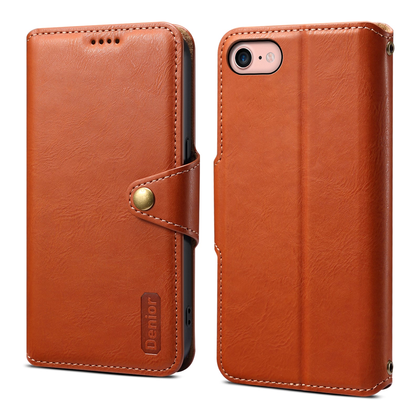 DENIOR For iPhone 7 / 8 / SE (2020) / SE (2022) Case PU Leather Wallet Card Slot Phone Cover