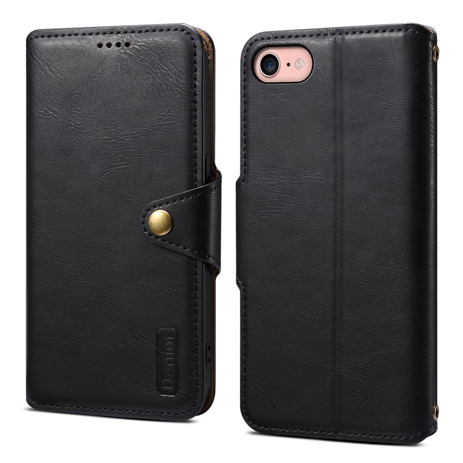 DENIOR For iPhone 7 / 8 / SE (2020) / SE (2022) Case PU Leather Wallet Card Slot Phone Cover