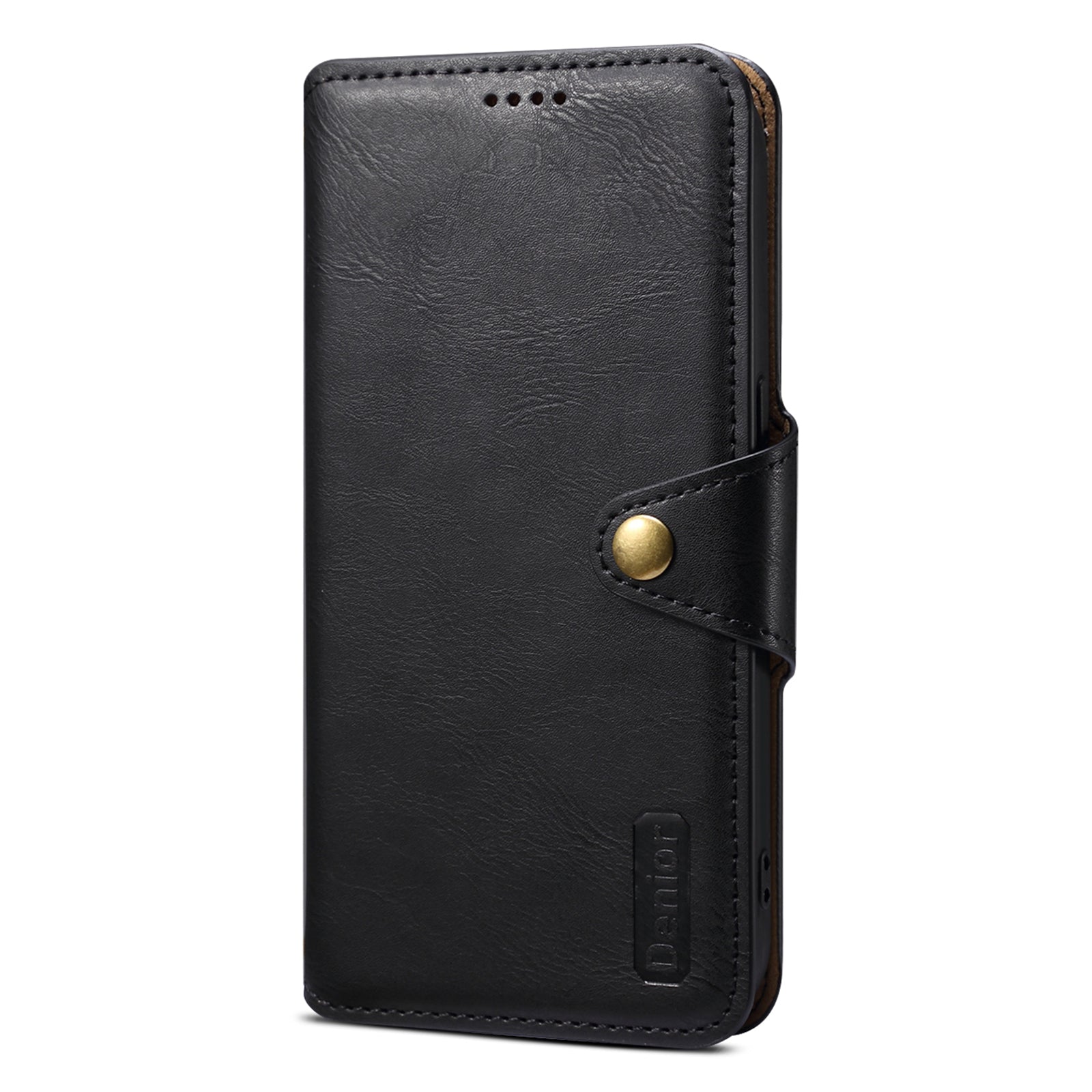 DENIOR For iPhone XR Case PU Leather Cowhide Texture Wallet Protective Phone Cover
