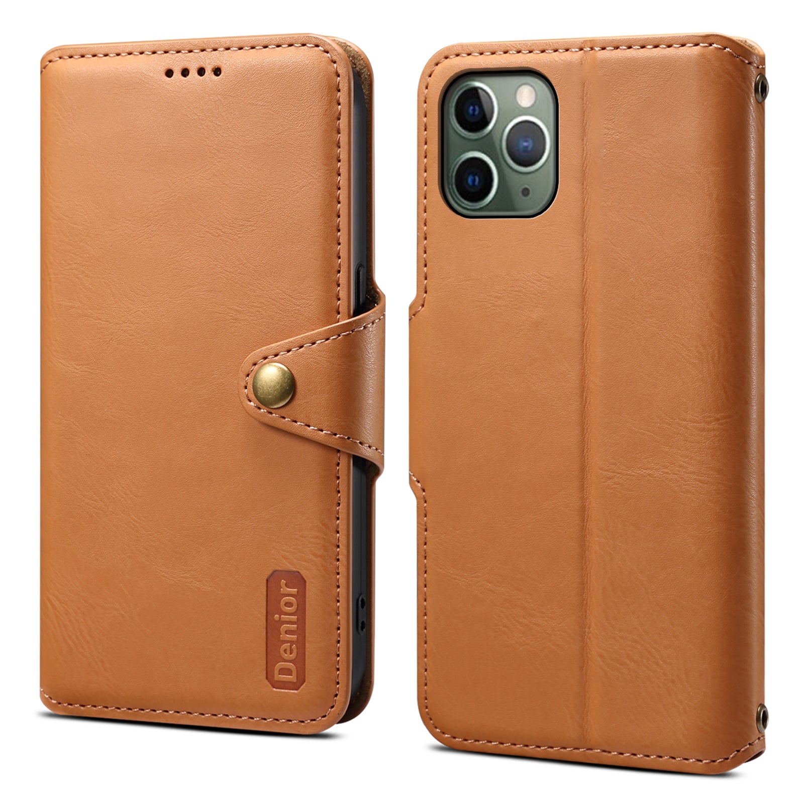 DENIOR For iPhone 11 Pro Case Cowhide Texture Wallet Anti-drop Leather Phone Cover