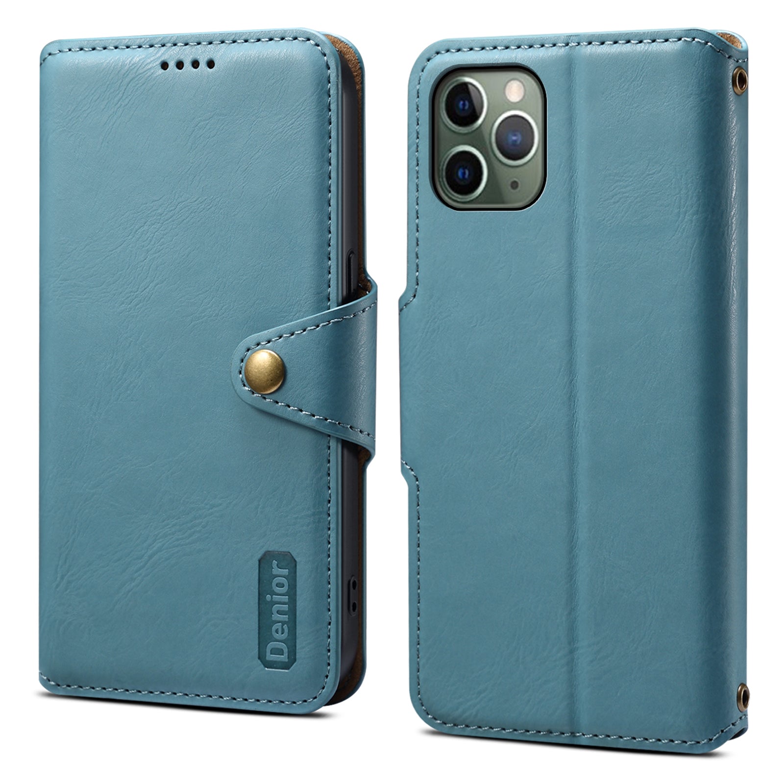 DENIOR For iPhone 11 Pro Case Cowhide Texture Wallet Anti-drop Leather Phone Cover