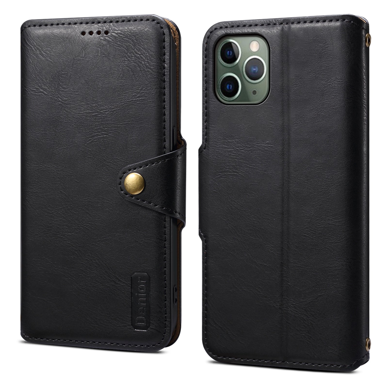 DENIOR For iPhone 11 Pro Case Cowhide Texture Wallet Anti-drop Leather Phone Cover