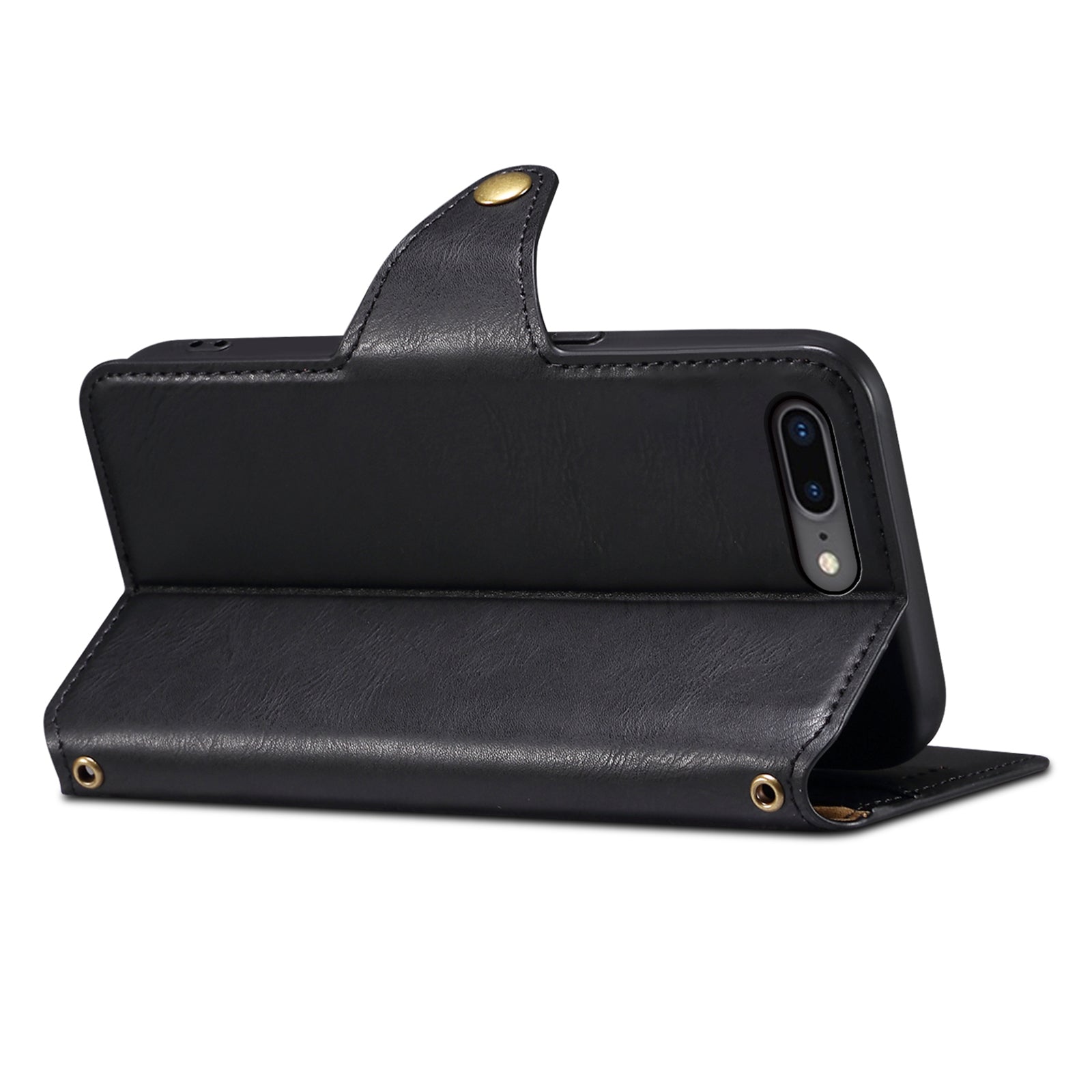 DENIOR For iPhone 7 Plus / 8 Plus Case Wallet Card Holder Cowhide Texture PU Leather Flip Cover