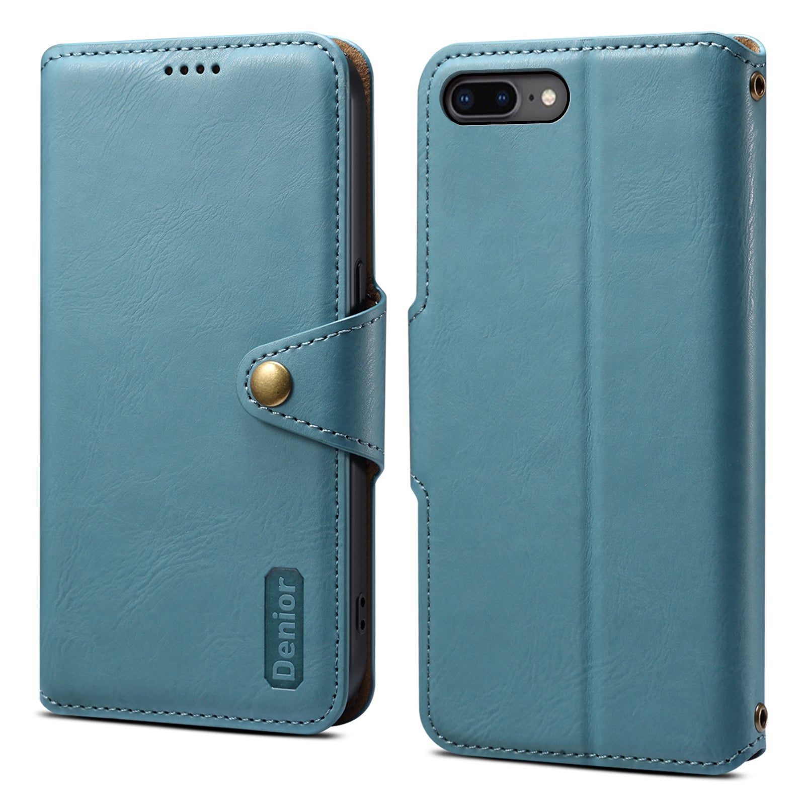 DENIOR For iPhone 7 Plus / 8 Plus Case Wallet Card Holder Cowhide Texture PU Leather Flip Cover