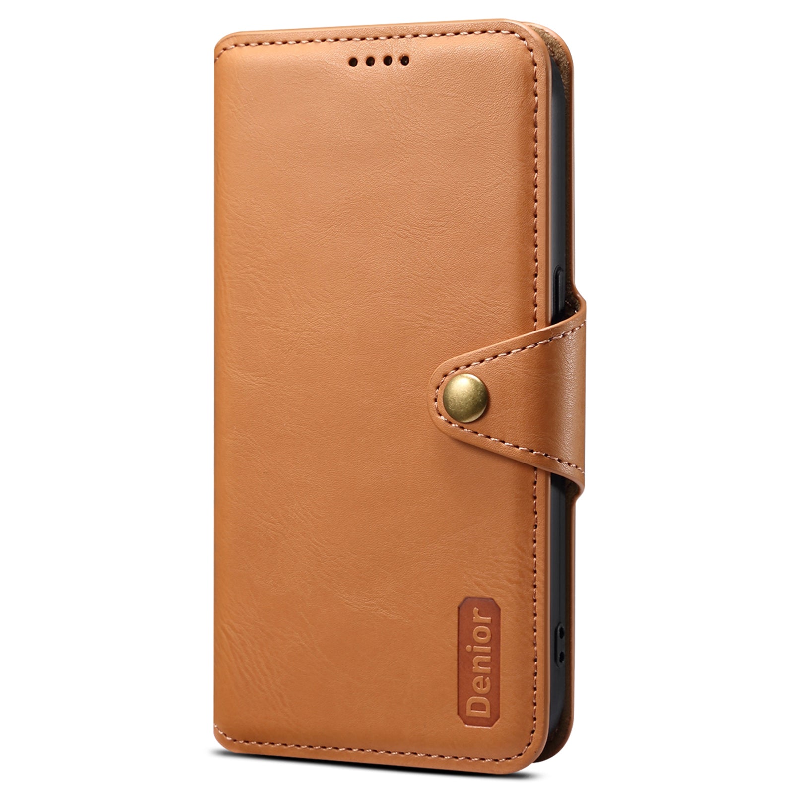 DENIOR For iPhone 11 Case Cowhide Texture Leather Bump Proof Phone Wallet Cover