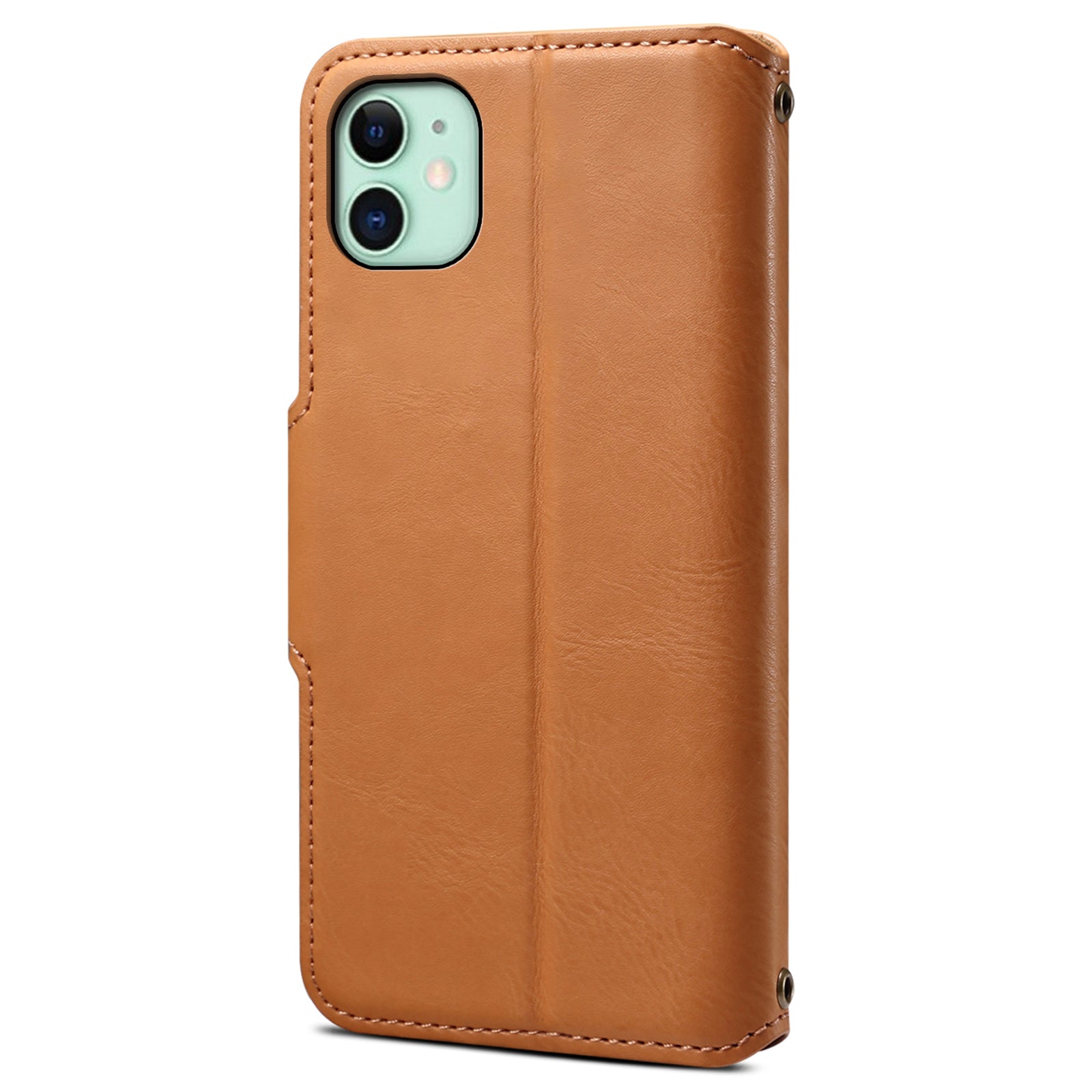 DENIOR For iPhone 11 Case Cowhide Texture Leather Bump Proof Phone Wallet Cover