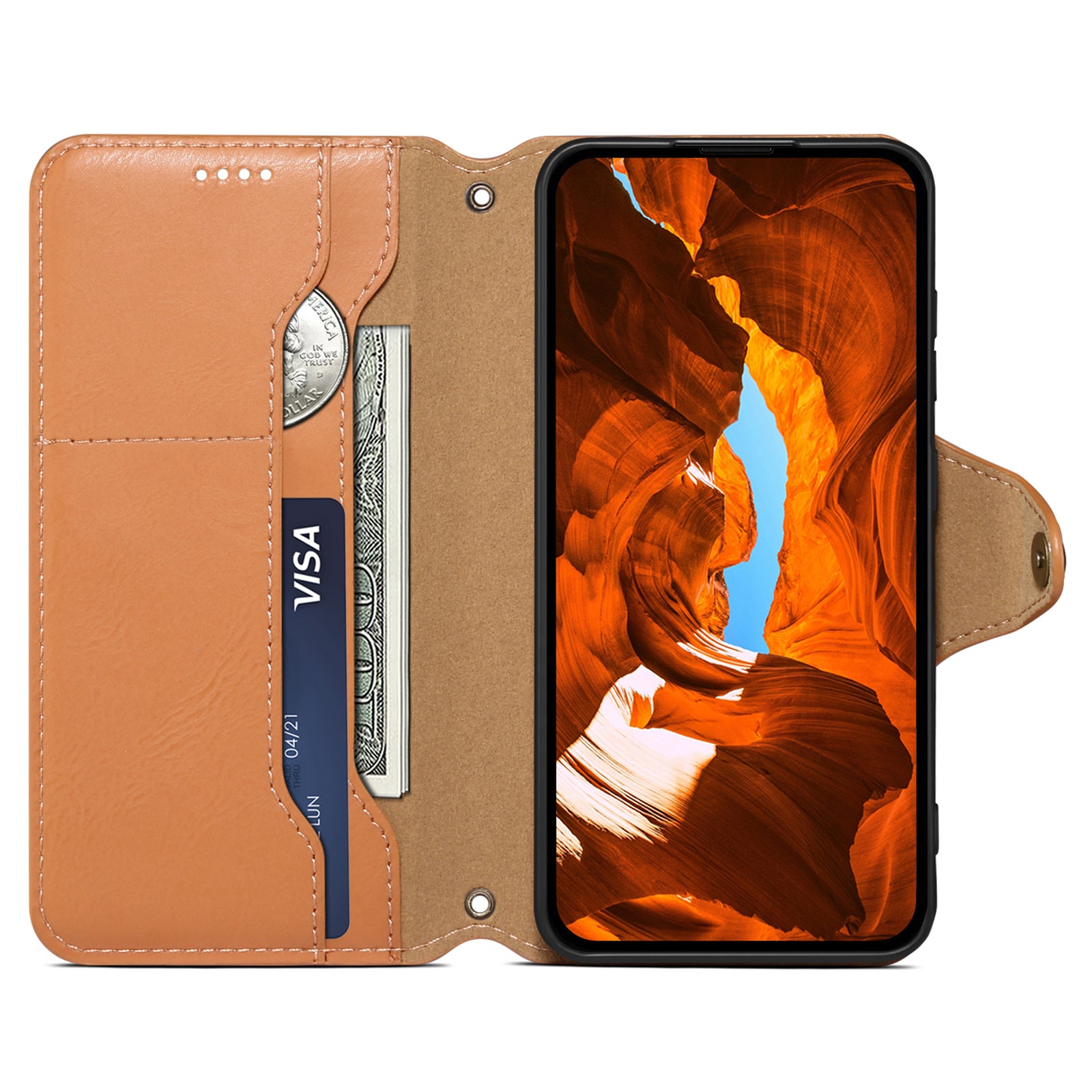 DENIOR For iPhone 11 Pro Max Leather Case Cowhide Texture Stand Cell Phone Cover