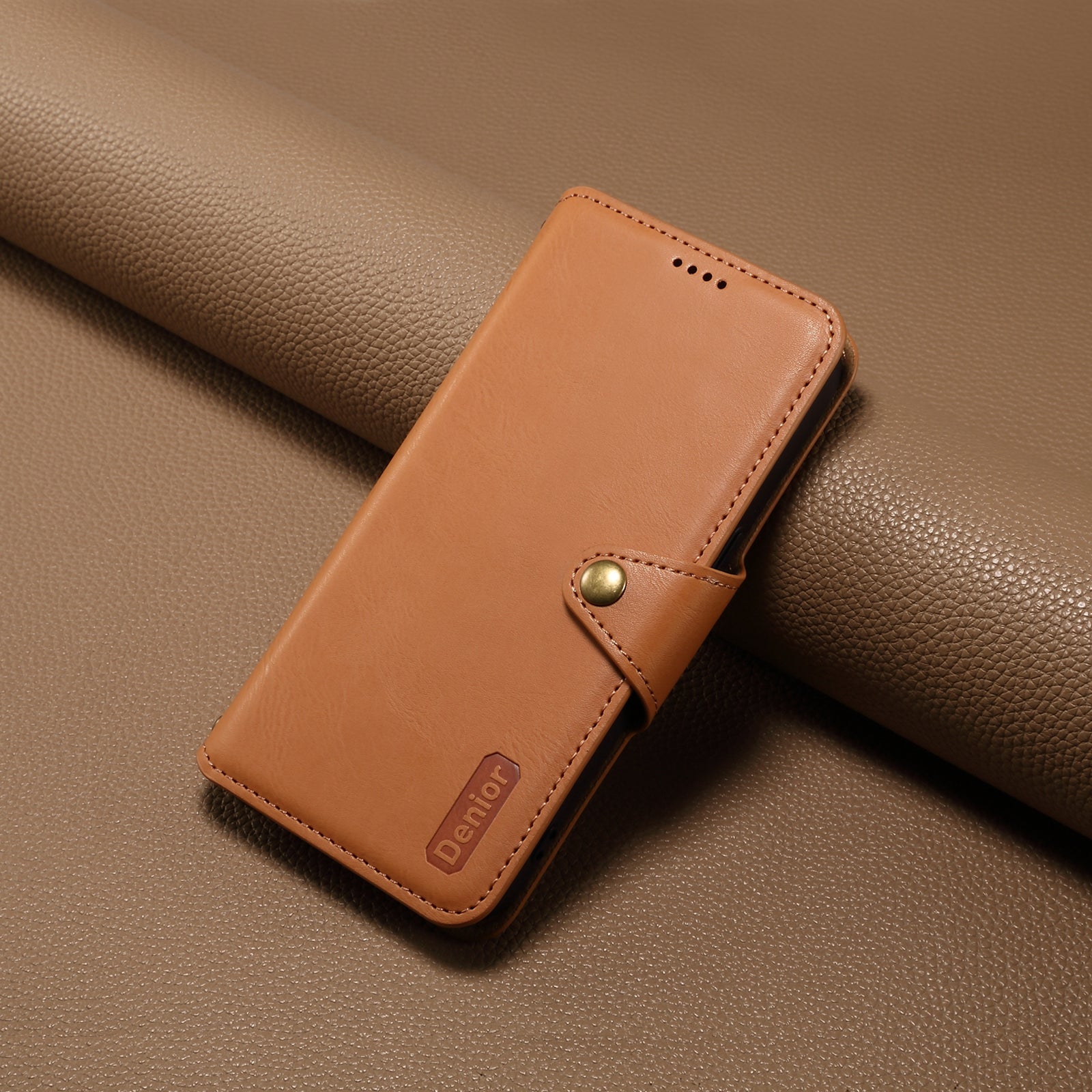 DENIOR For iPhone 11 Pro Max Leather Case Cowhide Texture Stand Cell Phone Cover