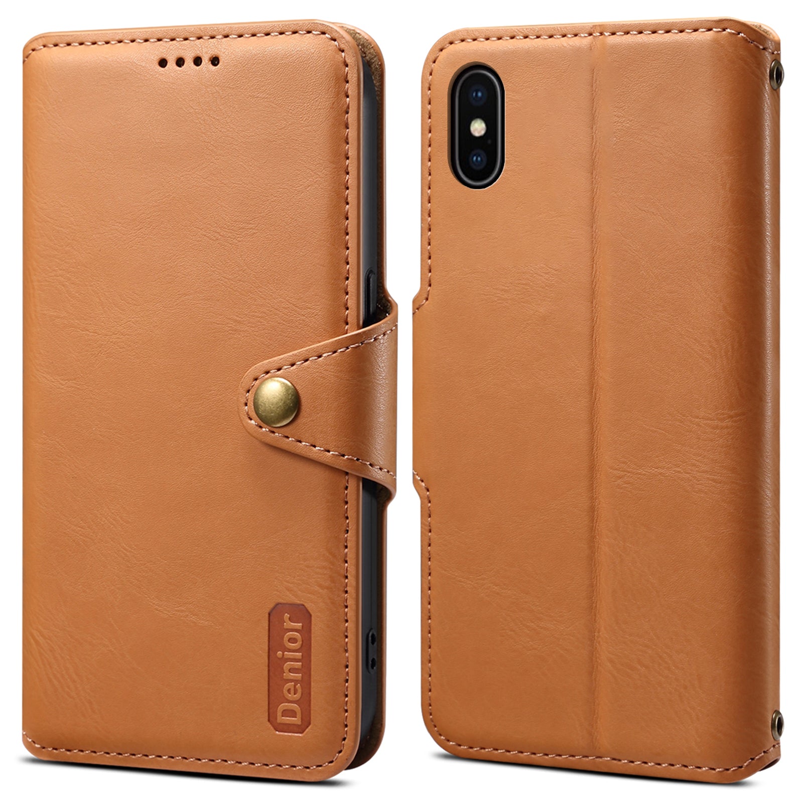 DENIOR For iPhone X / XS 5.8 inch Case Card Slots Cowhide Texture Phone Cover