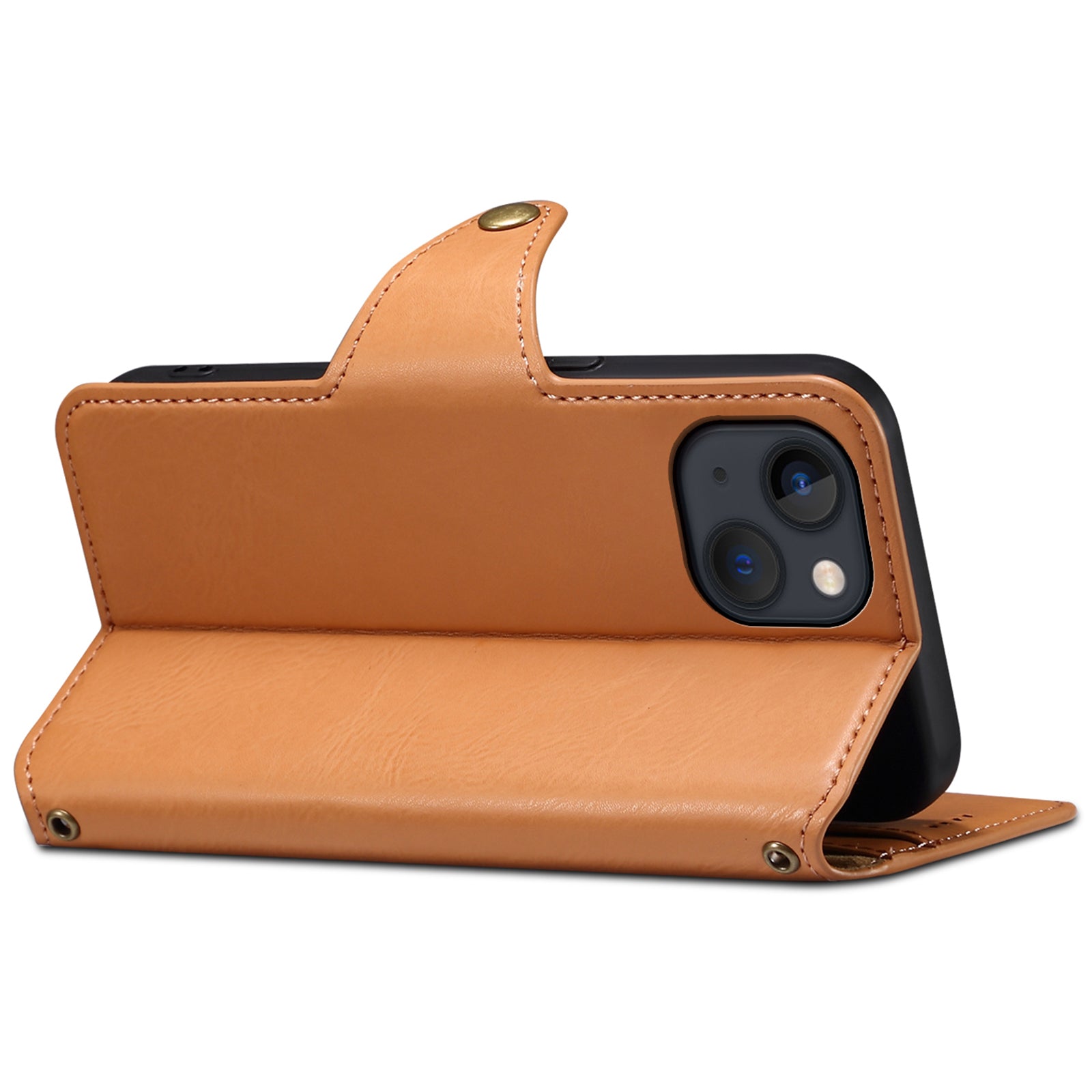 DENIOR For iPhone 13 6.1 inch Case Leather Drop-resistant Phone Cover with Magnetic Closure