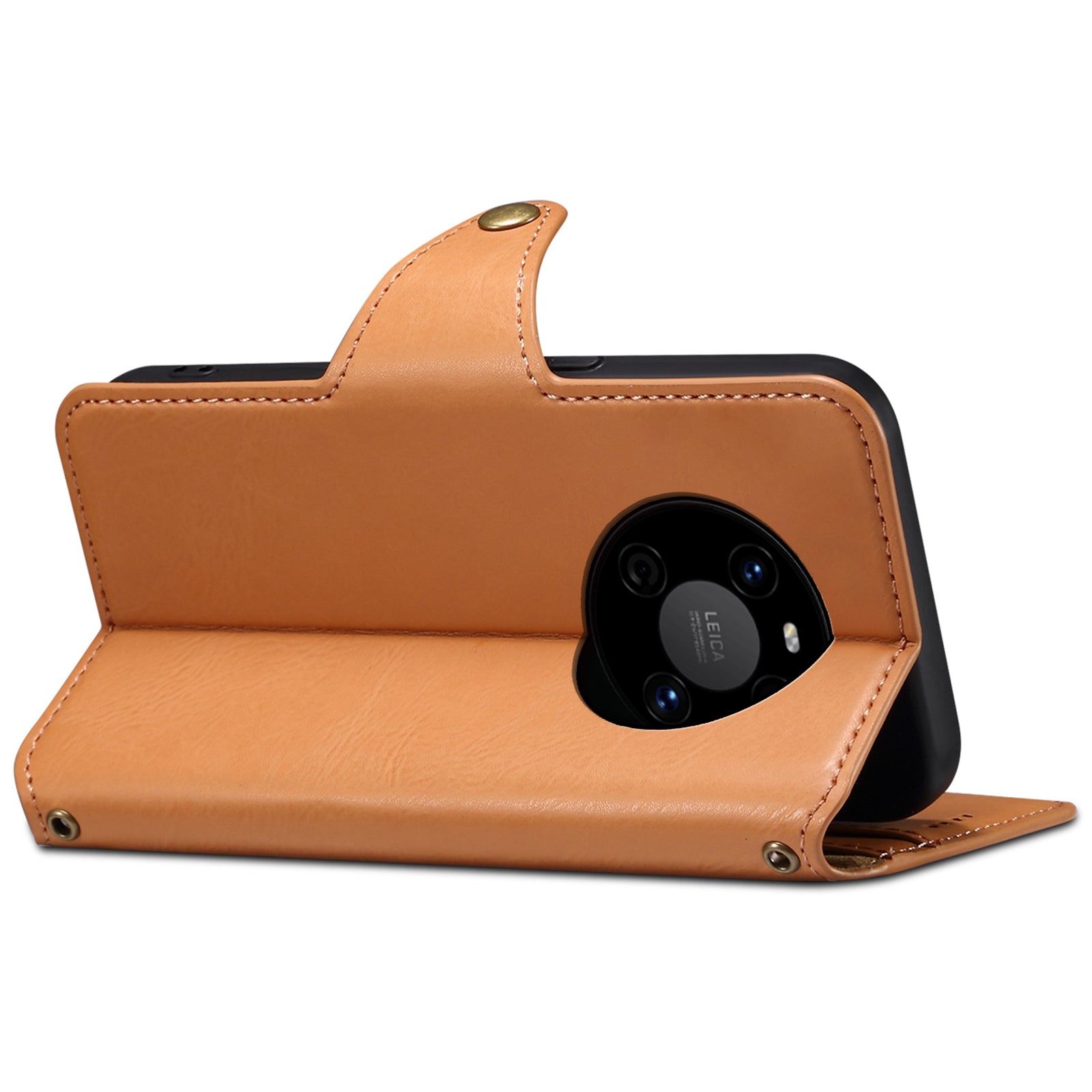 DENIOR For Huawei Mate 40 Case Leather Card Holder Phone Guard Cover with Cowhide Texture