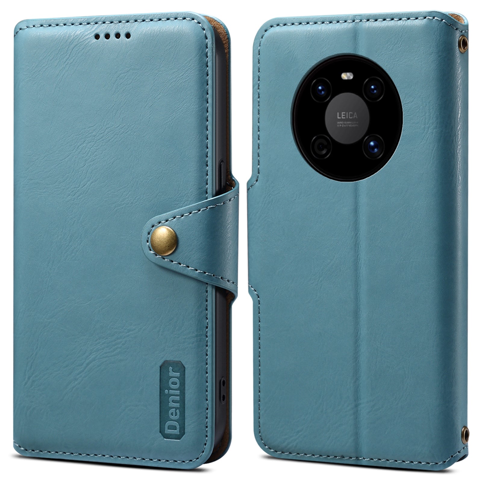 DENIOR For Huawei Mate 40 Case Leather Card Holder Phone Guard Cover with Cowhide Texture