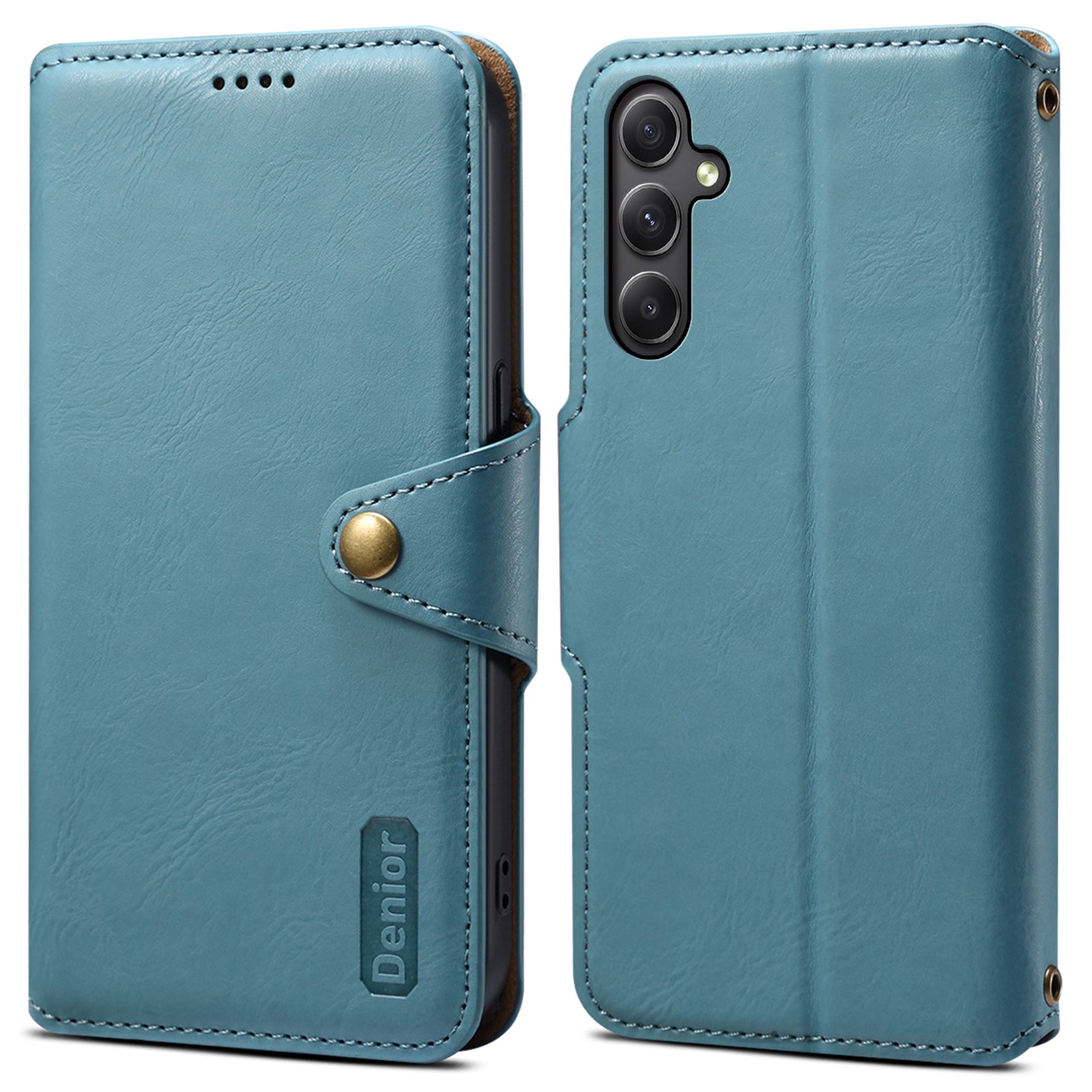 DENIOR For Samsung Galaxy A34 5G Phone Wallet Case Cowhide Texture PU Leather Cover