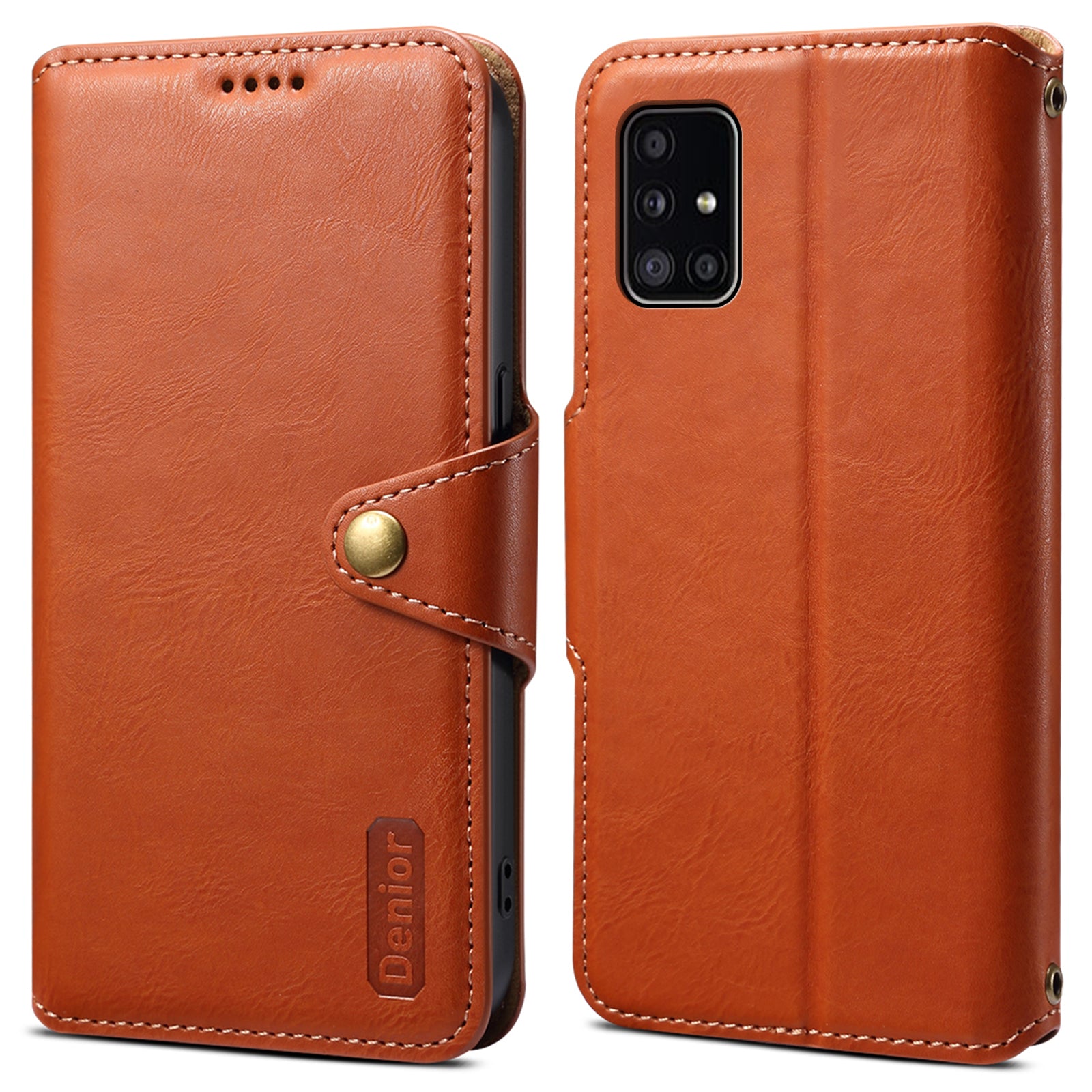 DENIOR For Samsung Galaxy A51 4G SM-A515 Case Leather Phone Cover with Wallet Stand