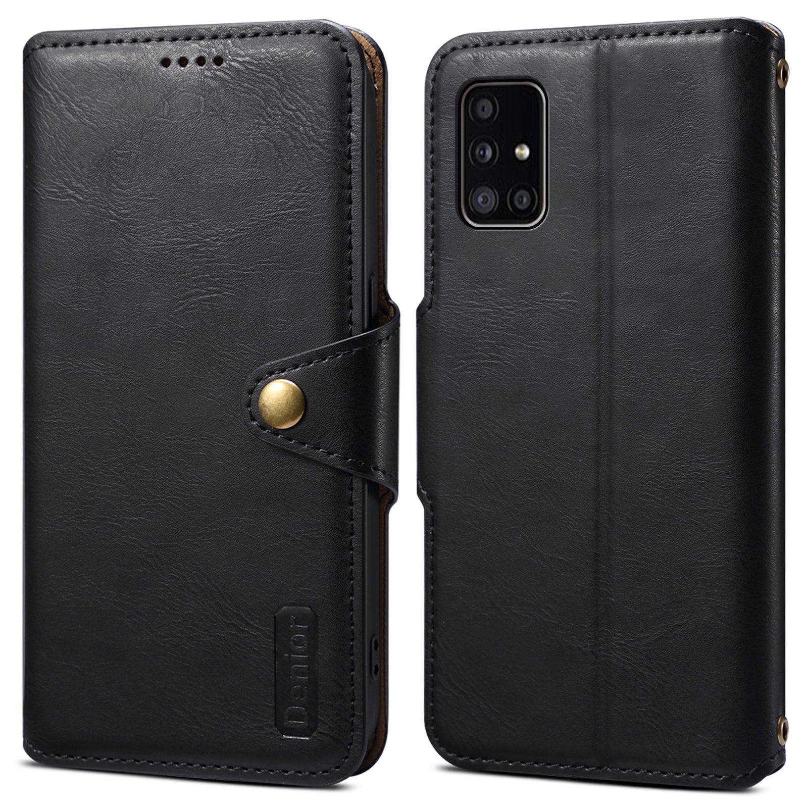 DENIOR For Samsung Galaxy A51 4G SM-A515 Case Leather Phone Cover with Wallet Stand