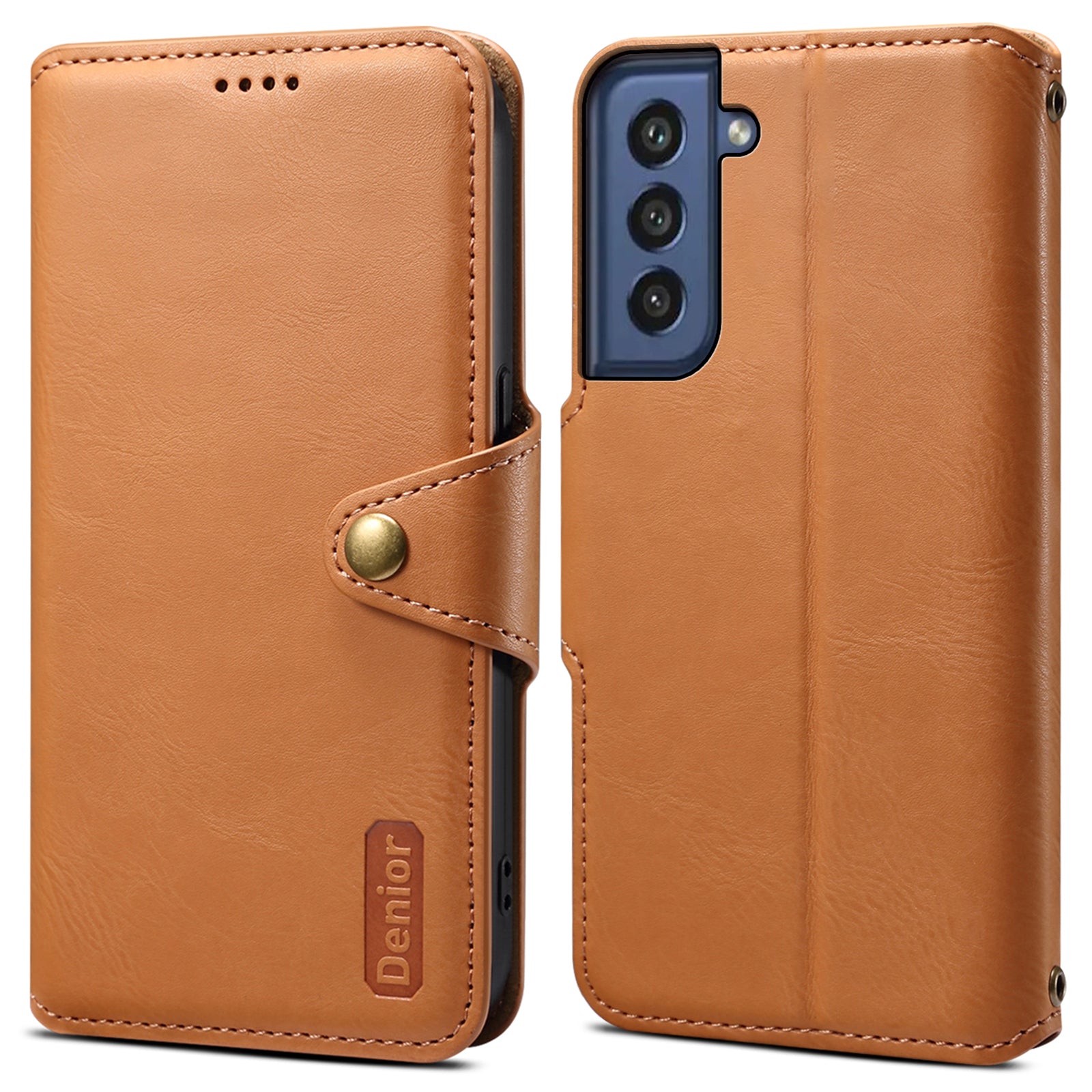 DENIOR For Samsung Galaxy S21 FE 5G Case Cowhide Texture Wallet Stand Leather Flip Cover