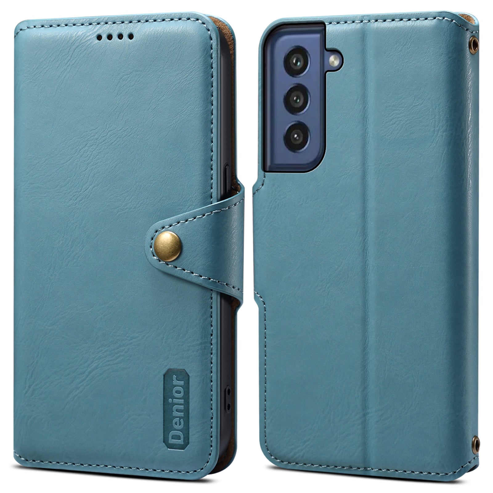 DENIOR For Samsung Galaxy S21 FE 5G Case Cowhide Texture Wallet Stand Leather Flip Cover