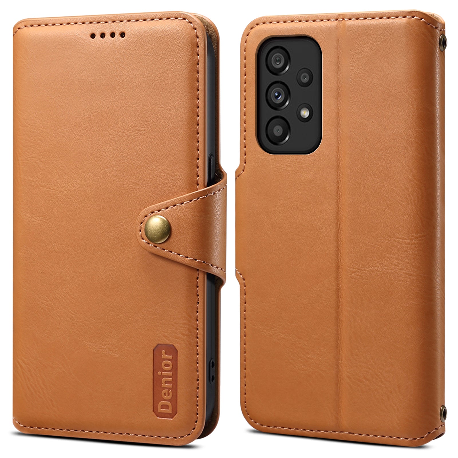 DENIOR For Samsung Galaxy A53 5G Wallet Case Cowhide Texture Phone Cover Folding Stand