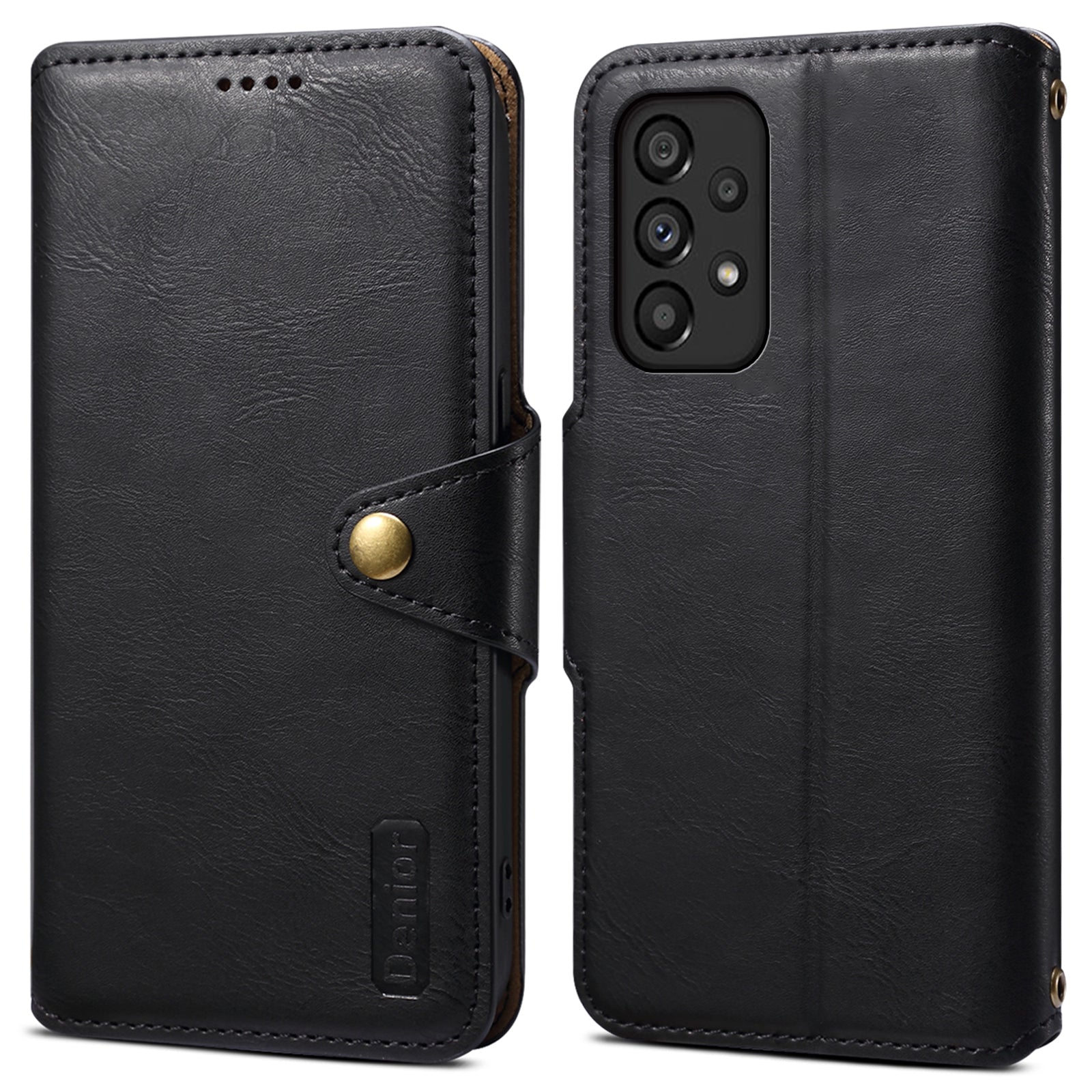 DENIOR For Samsung Galaxy A53 5G Wallet Case Cowhide Texture Phone Cover Folding Stand
