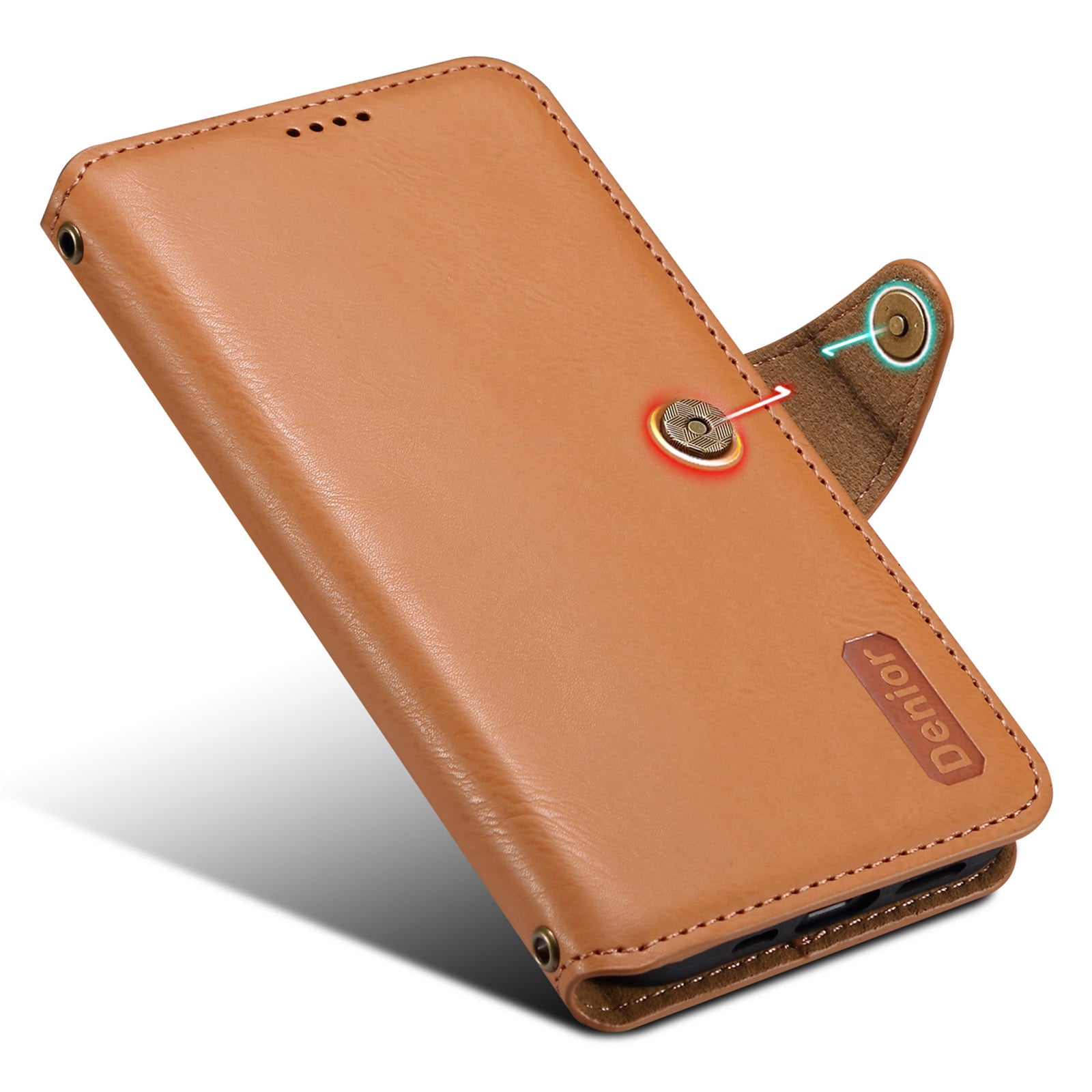 DENIOR For Samsung Galaxy A14 5G / 4G Phone Case Wallet Leather + TPU Cover Cowhide Texture