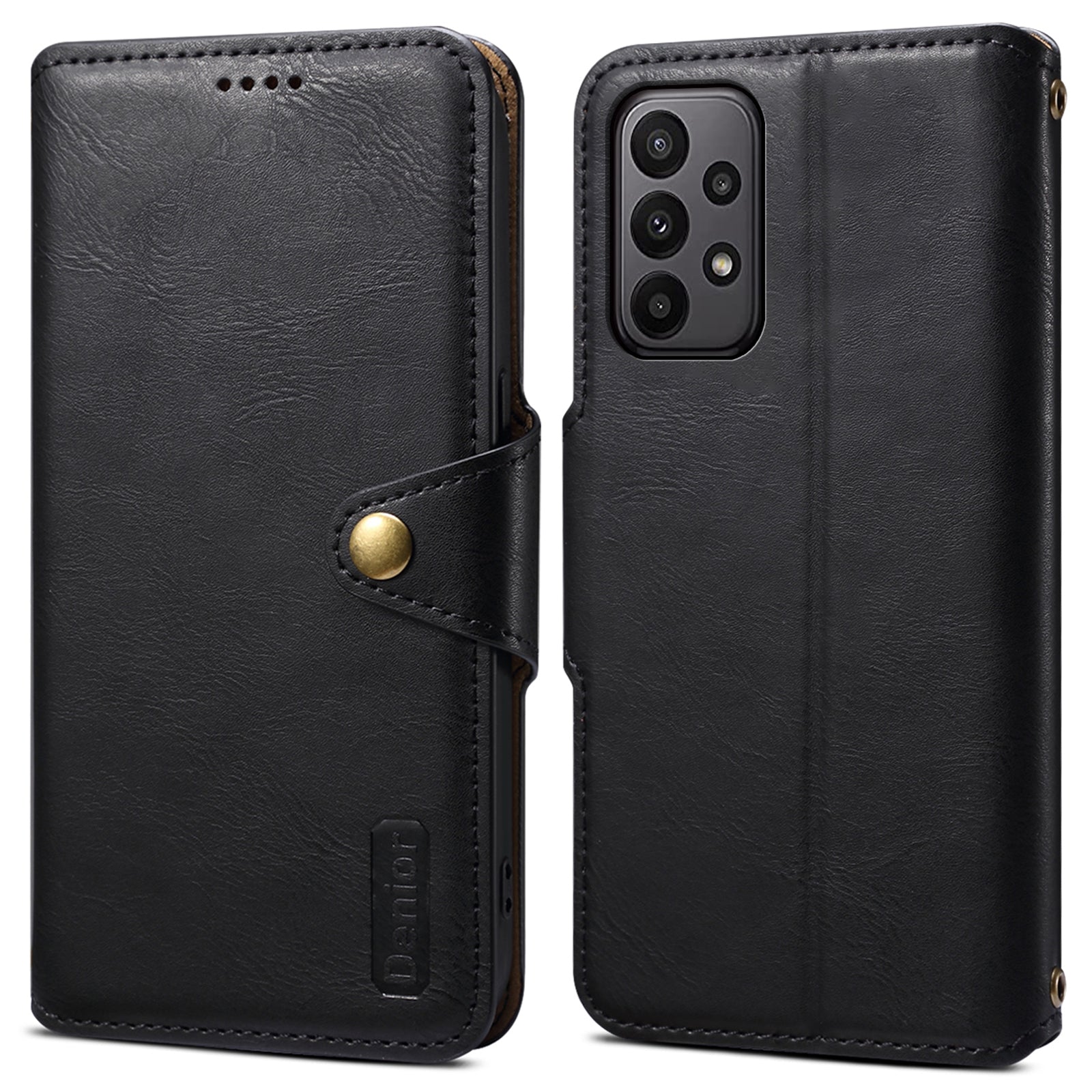 DENIOR For Samsung Galaxy A23 4G / A23 5G (Global Version) Leather Case Cowhide Texture Wallet Cover