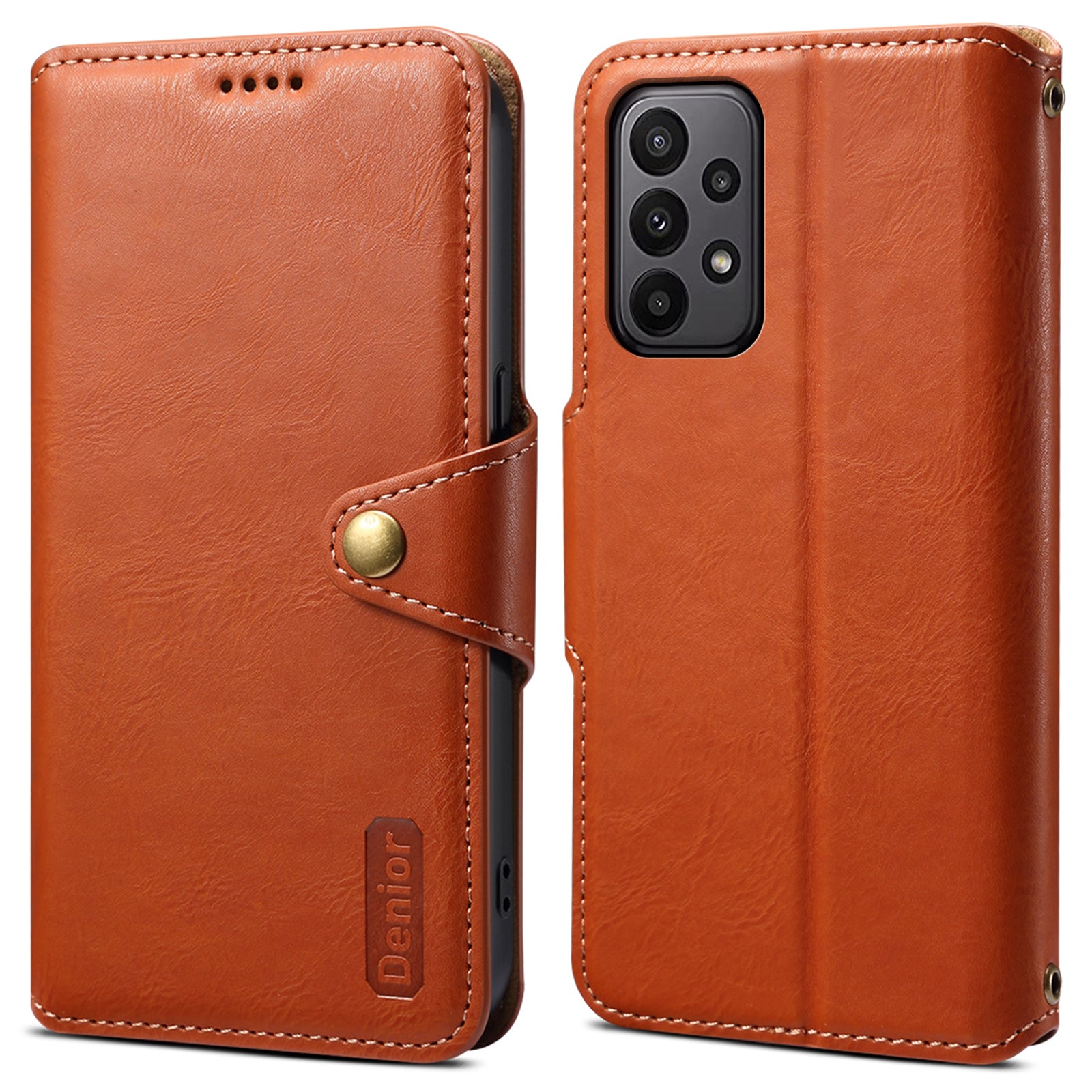 DENIOR For Samsung Galaxy A23 4G / A23 5G (Global Version) Leather Case Cowhide Texture Wallet Cover