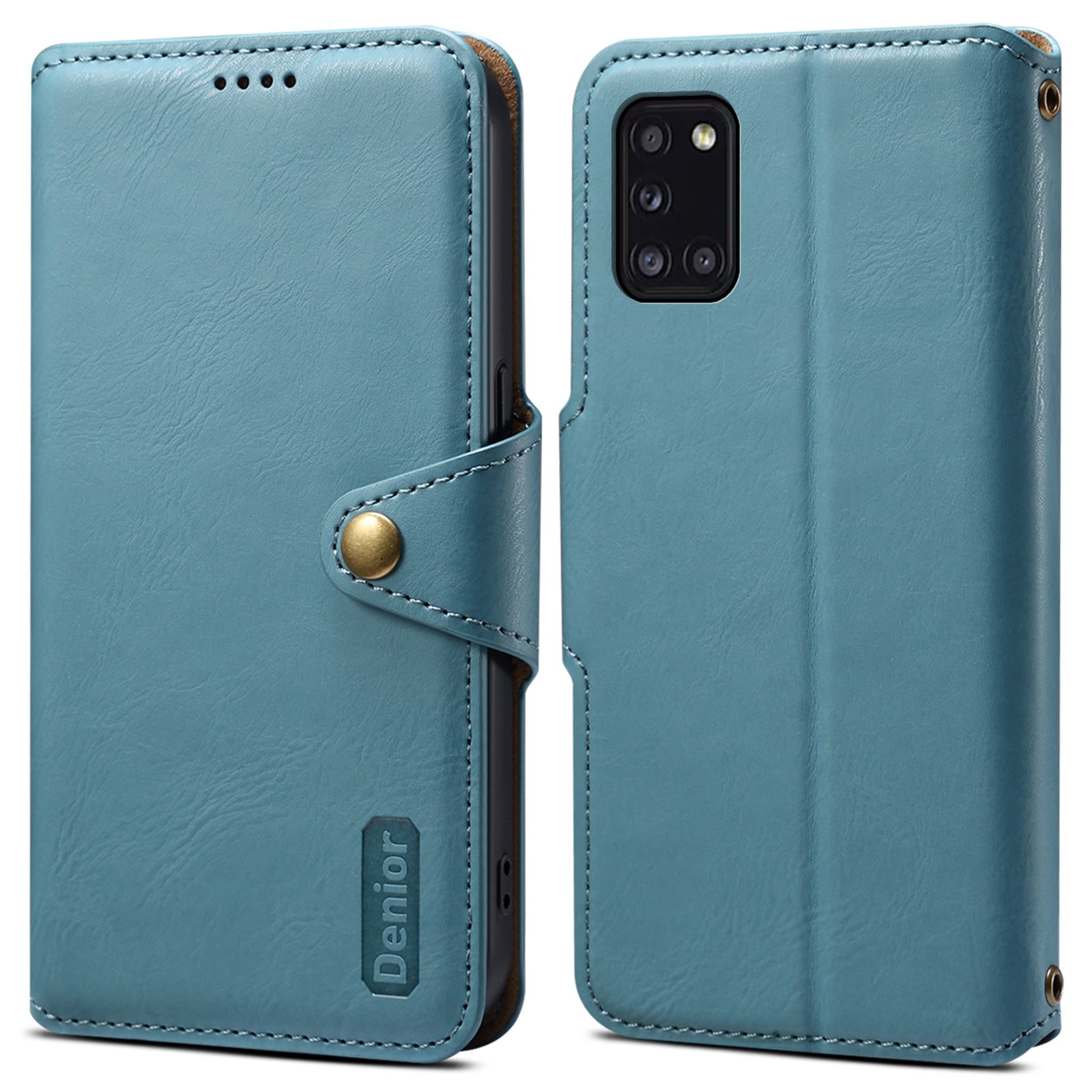 DENIOR For Samsung Galaxy A31 Case Cowhide Texture PU Leather Folio Flip Wallet Cover
