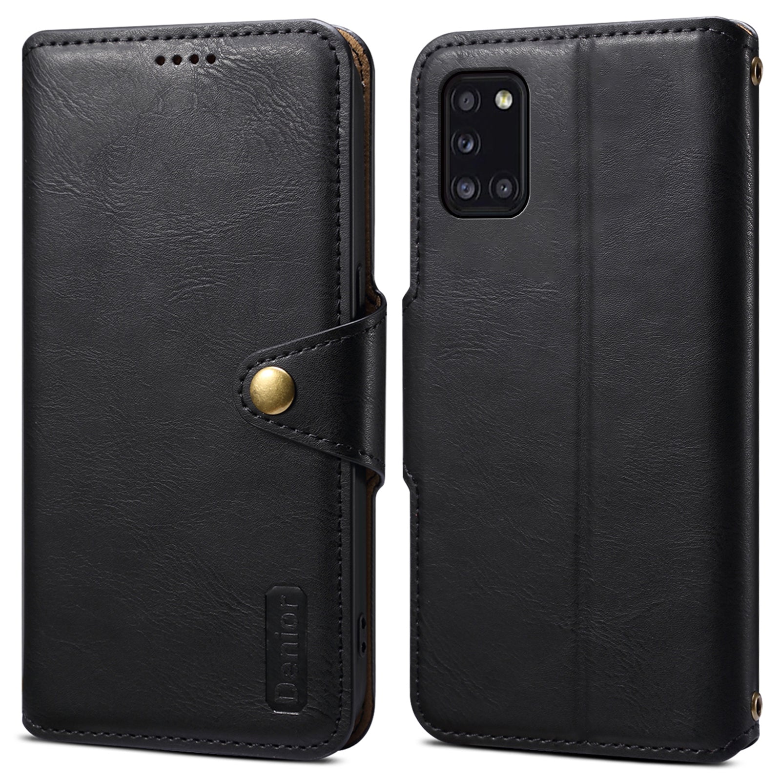 DENIOR For Samsung Galaxy A31 Case Cowhide Texture PU Leather Folio Flip Wallet Cover
