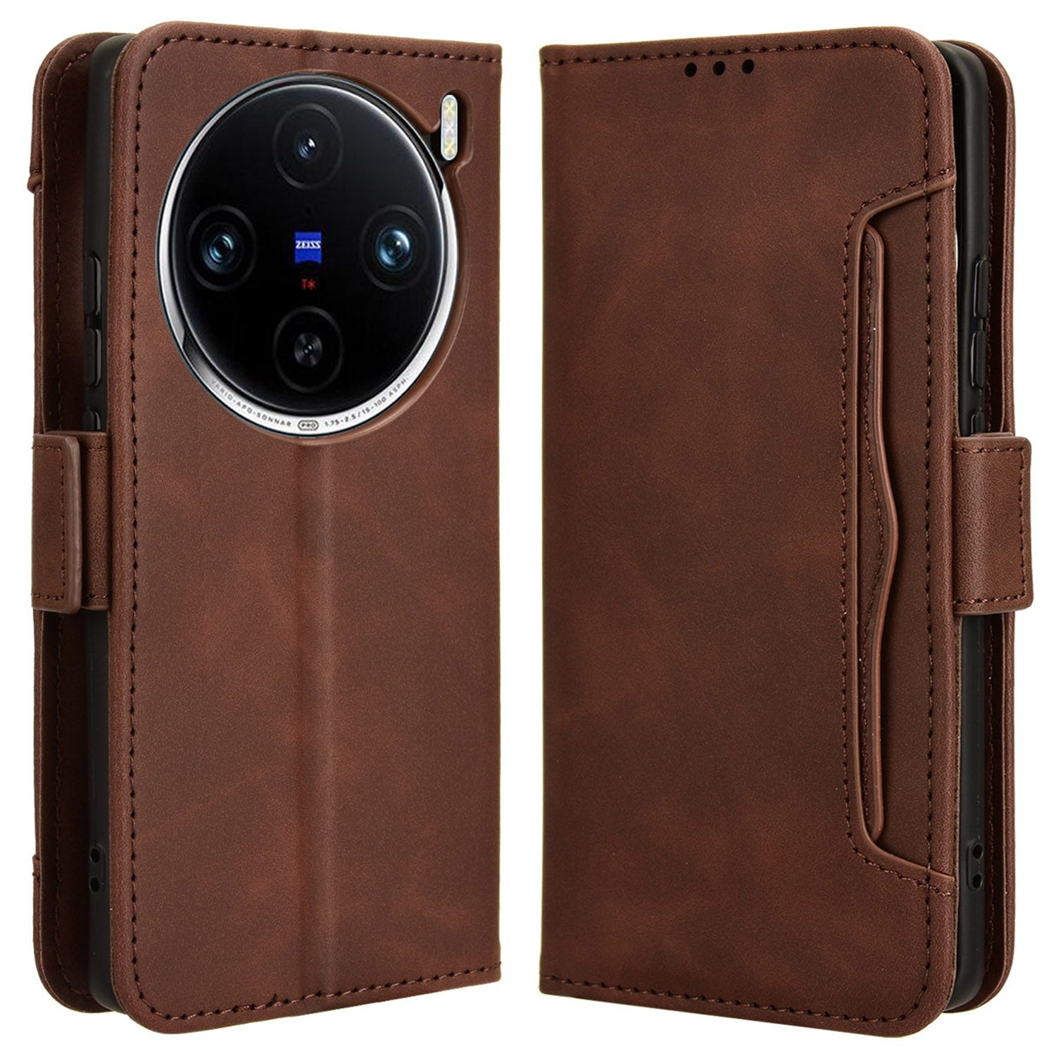 For vivo X100 Pro 5G Case Wallet Leather Phone Cover with Multiple Card Slots