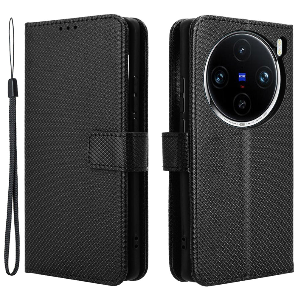 For vivo X100 Pro 5G Case Diamond Texture Leather Protective Phone Cover