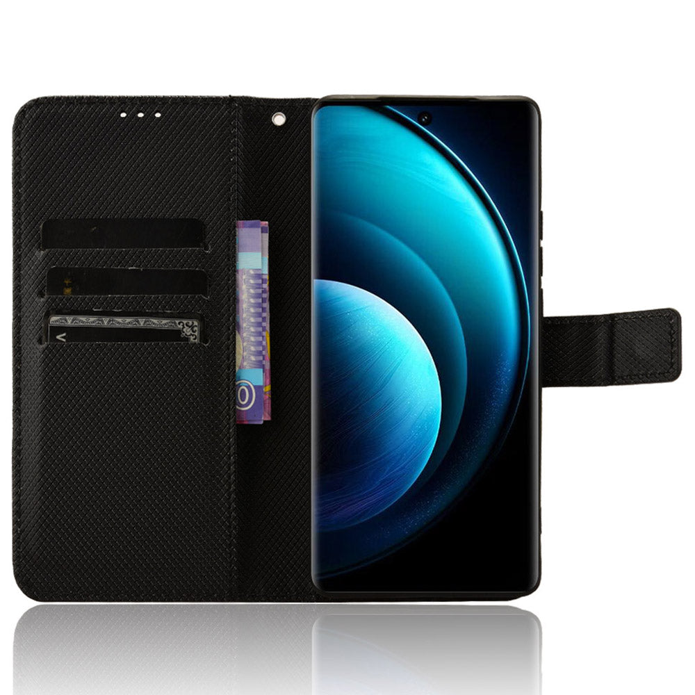 For vivo X100 Pro 5G Case Diamond Texture Leather Protective Phone Cover
