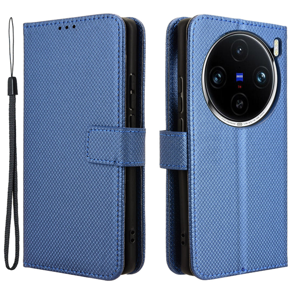 For vivo X100 Pro 5G Case Diamond Texture Leather Protective Phone Cover