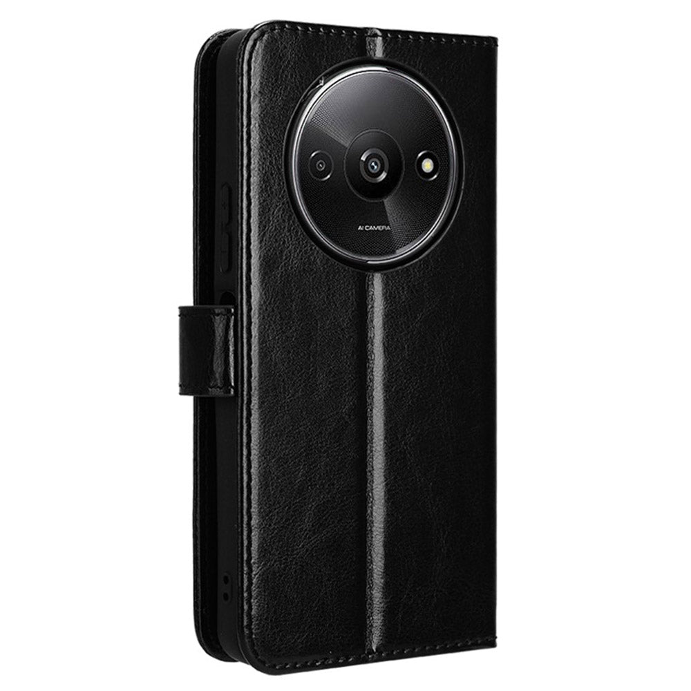 For Xiaomi Redmi A3 / Poco C61 4G Wallet Case Crazy Horse Texture Leather Phone Cover Viewing Stand